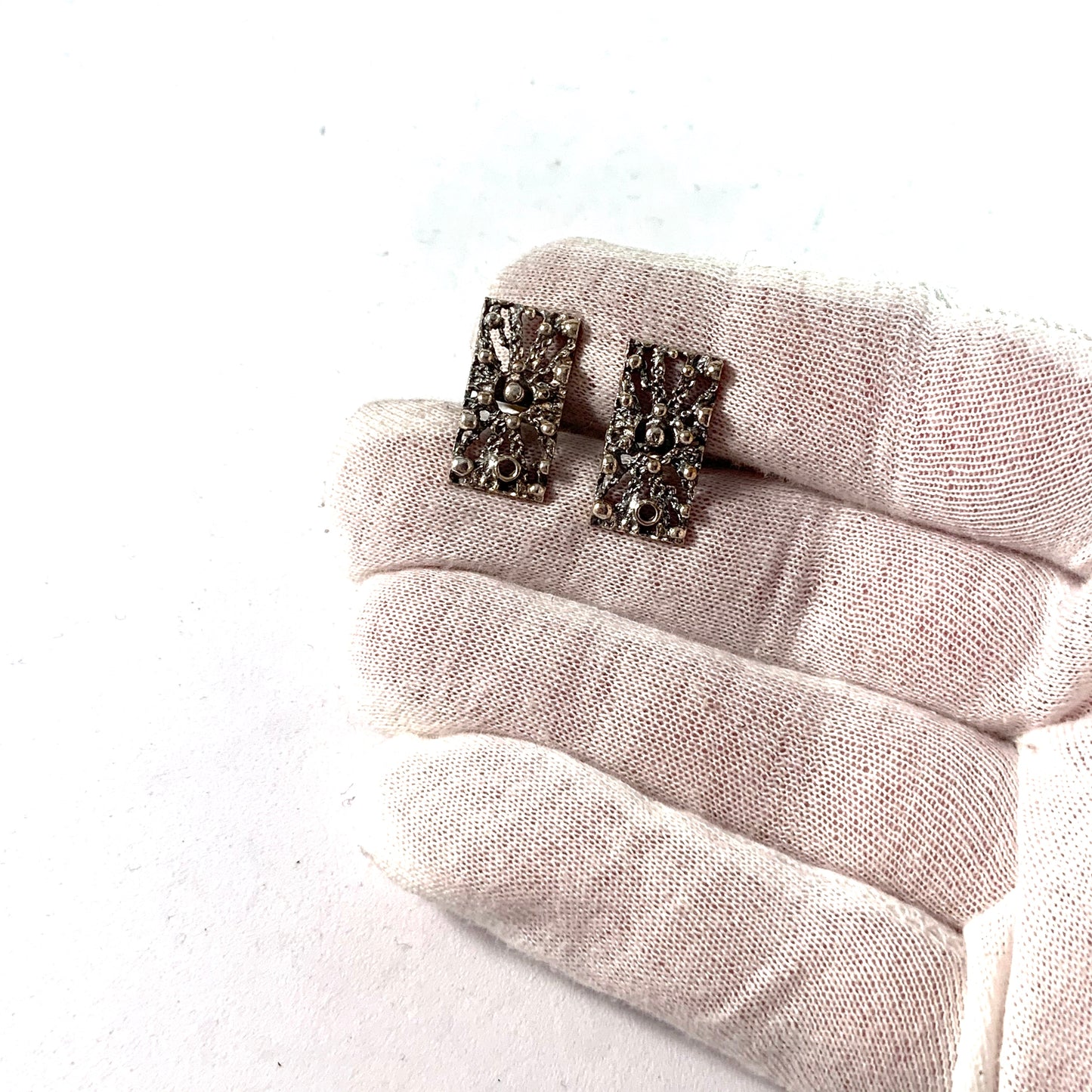Martti Viikinniemi Finland 1970 Solid 830 Silver Cufflinks.
