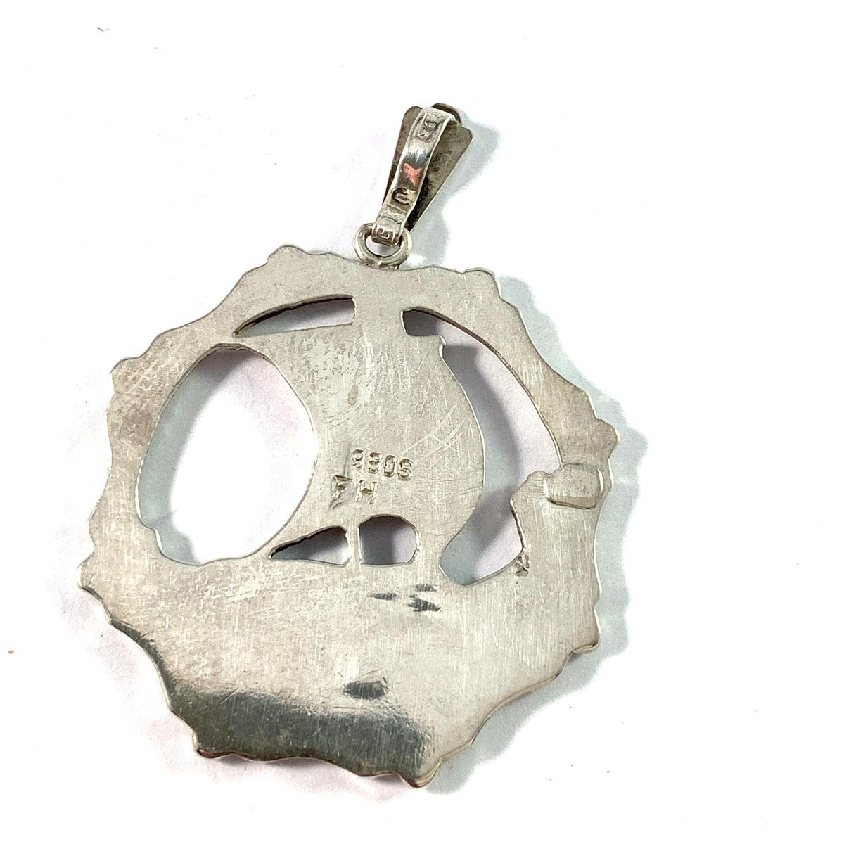 Maker F.H Denmark. Vintage Solid 830 Silver Viking Ship Pendant.
