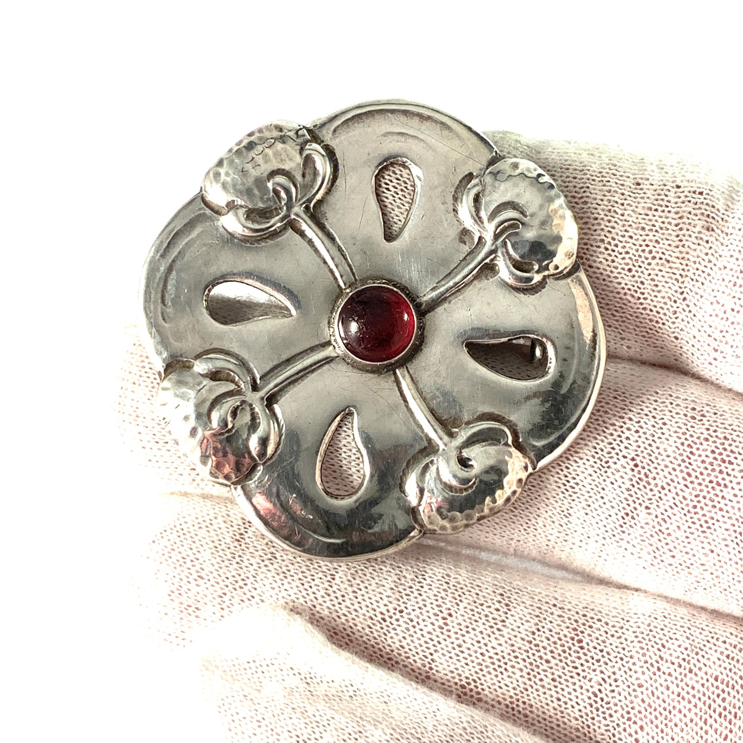 SL Jacobsen & Co, Copenhagen 1910-17 Art Nouveau Skonvirke 830 Silver Paste Brooch