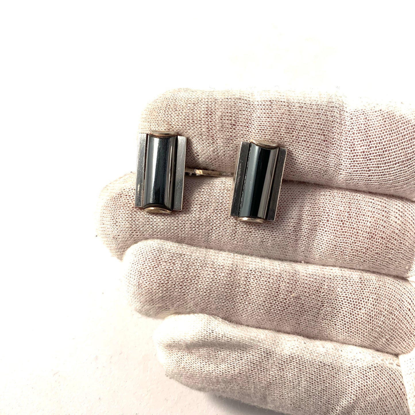 Elis Kauppi, Kupittaan Kulta, Finland 1964 Silver Onyx Cufflinks