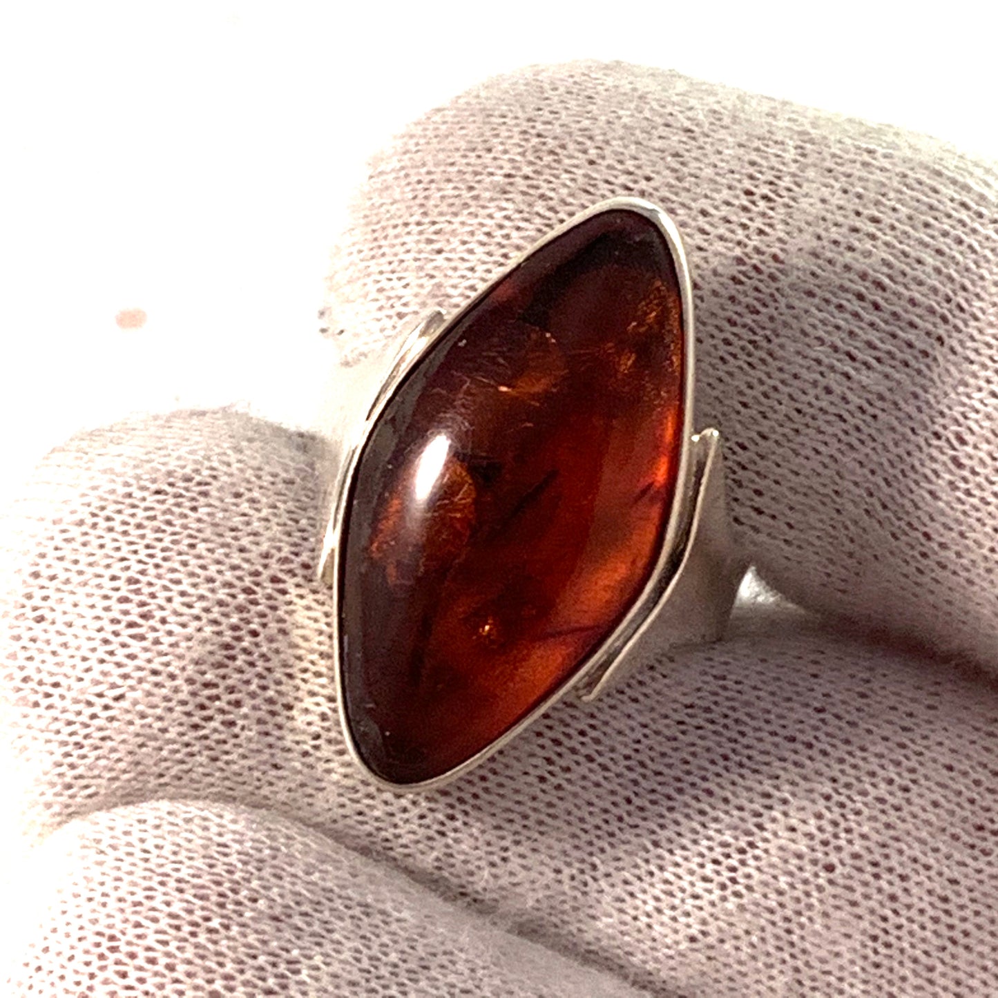 Fischland Ostseeschmuck, Germany 1960s 835 Silver Baltic Amber Ring