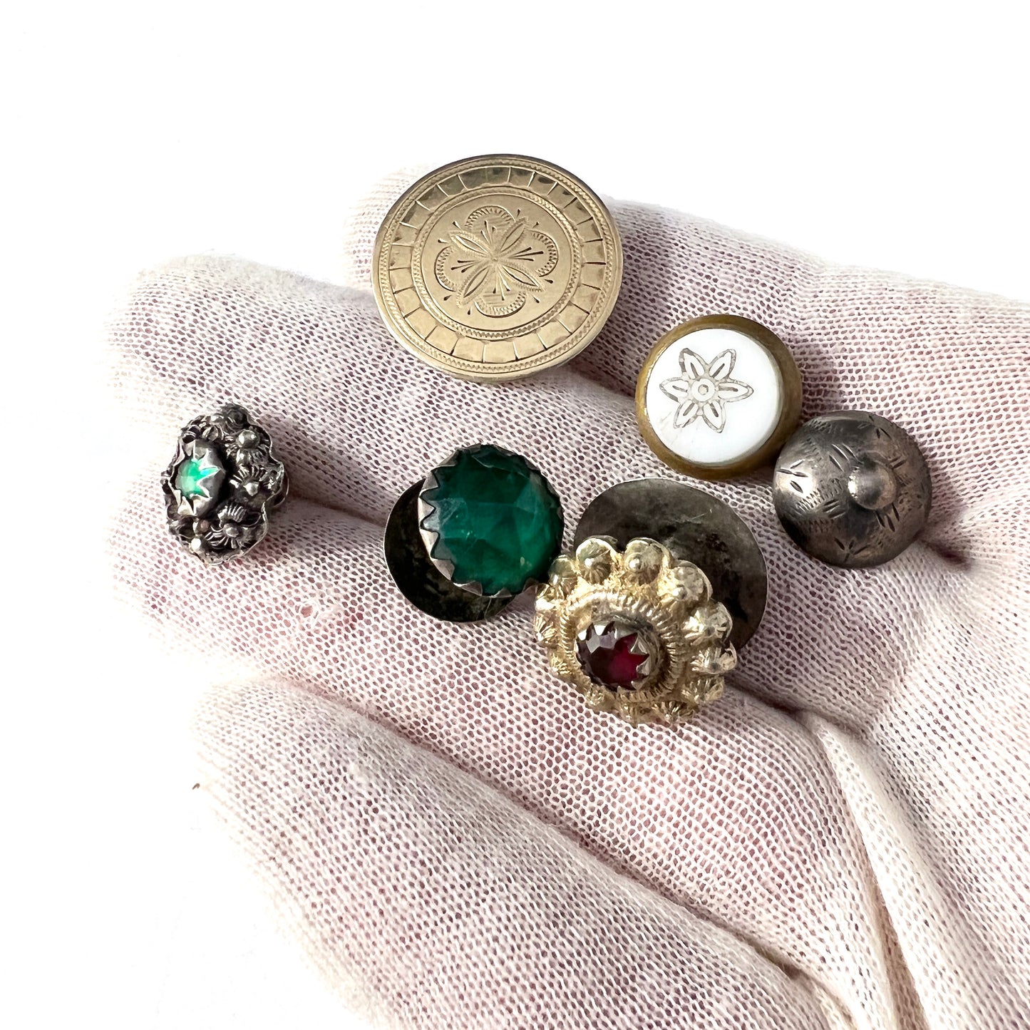 Job Lot Antique 1820s - 1905 Silver Metal Paste Buttons.