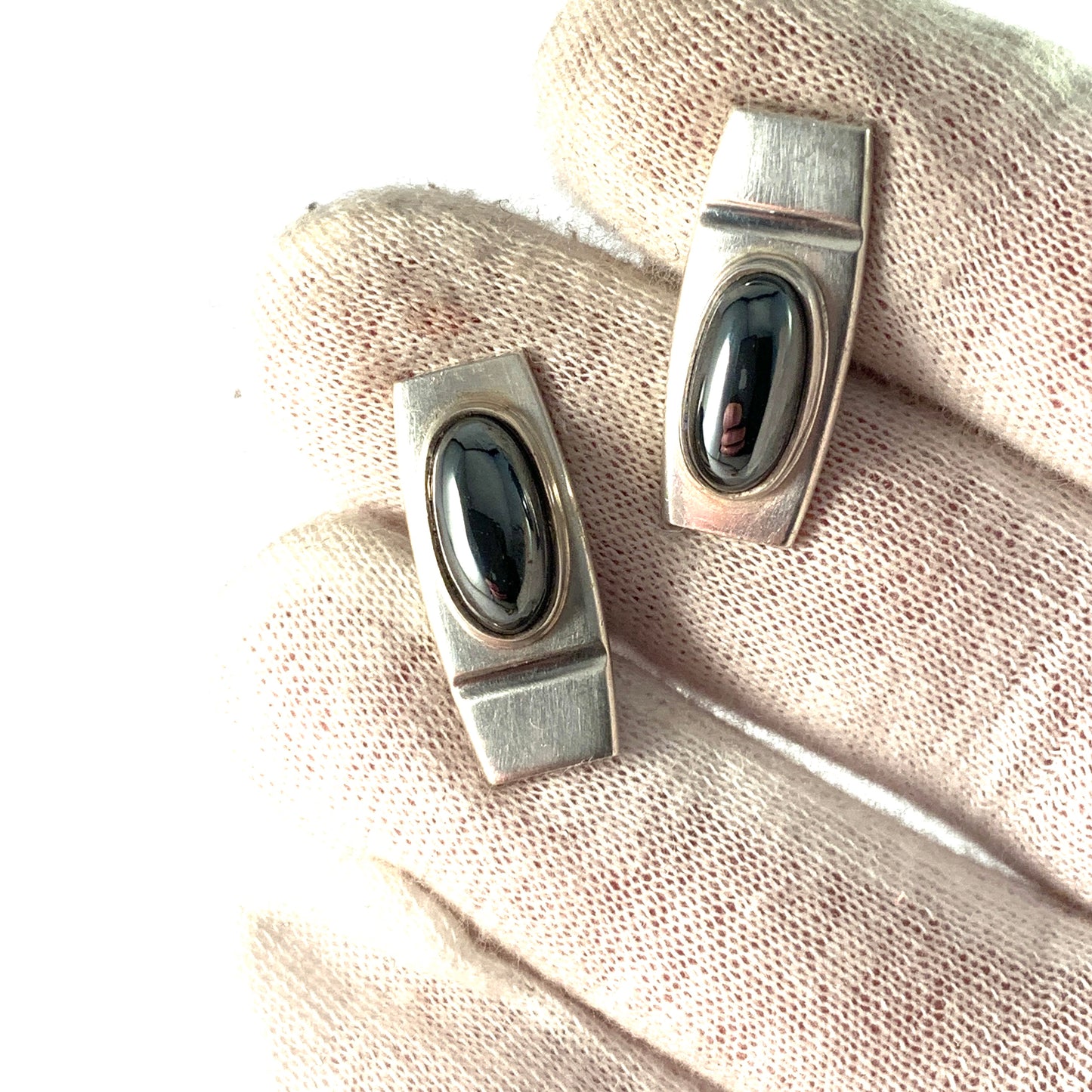 Elis Kauppi, Kupittaan Kulta Finland 1962 Solid Silver Onyx Cufflinks