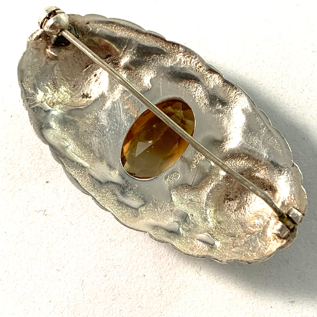 Martin Mayer, Mainz, Germany c 1920 Art Nouveau Silver Citrine Brooch