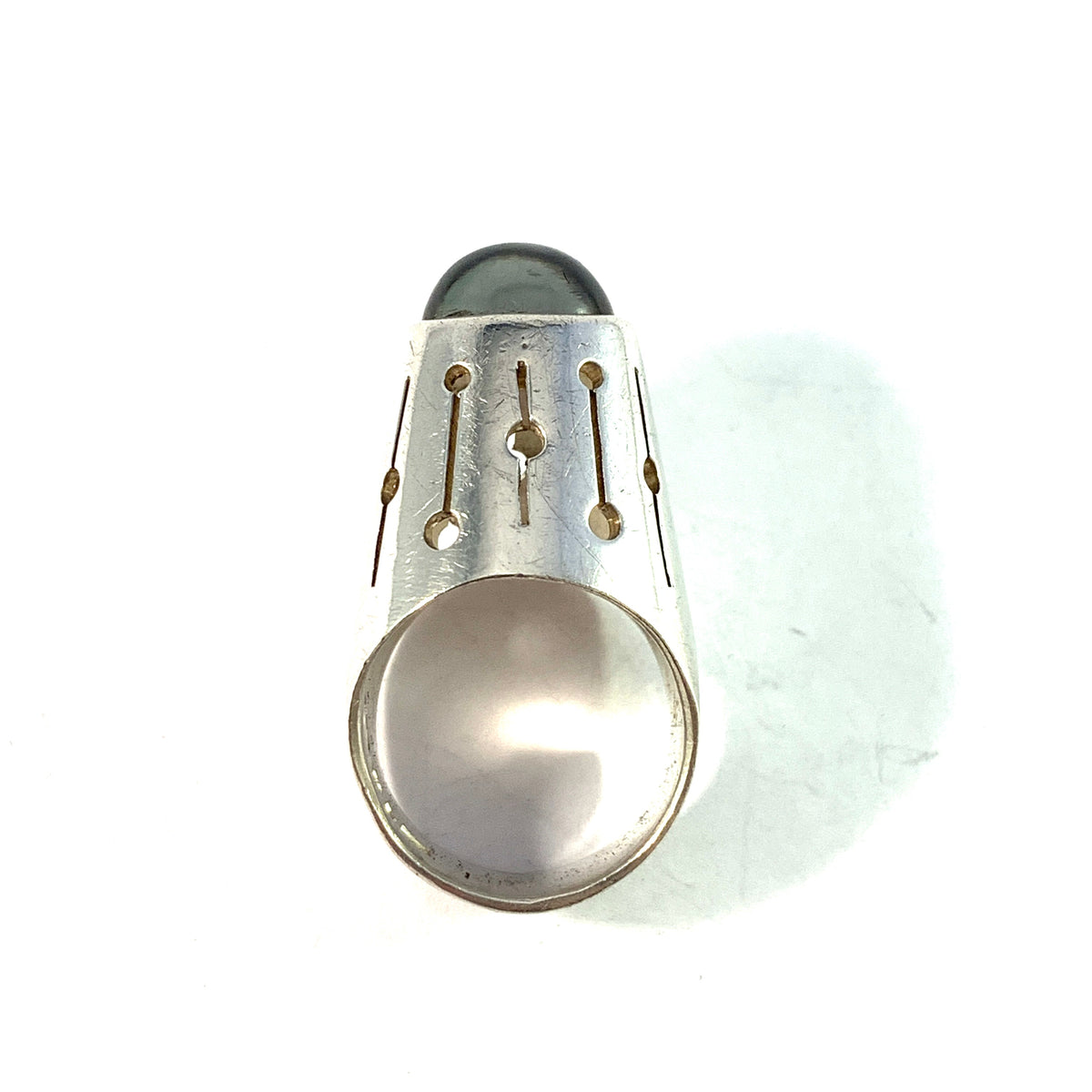 Hans Scherlund, Stockholm, 1965. Vintage Space Age Sterling Silver Quartz Ring.