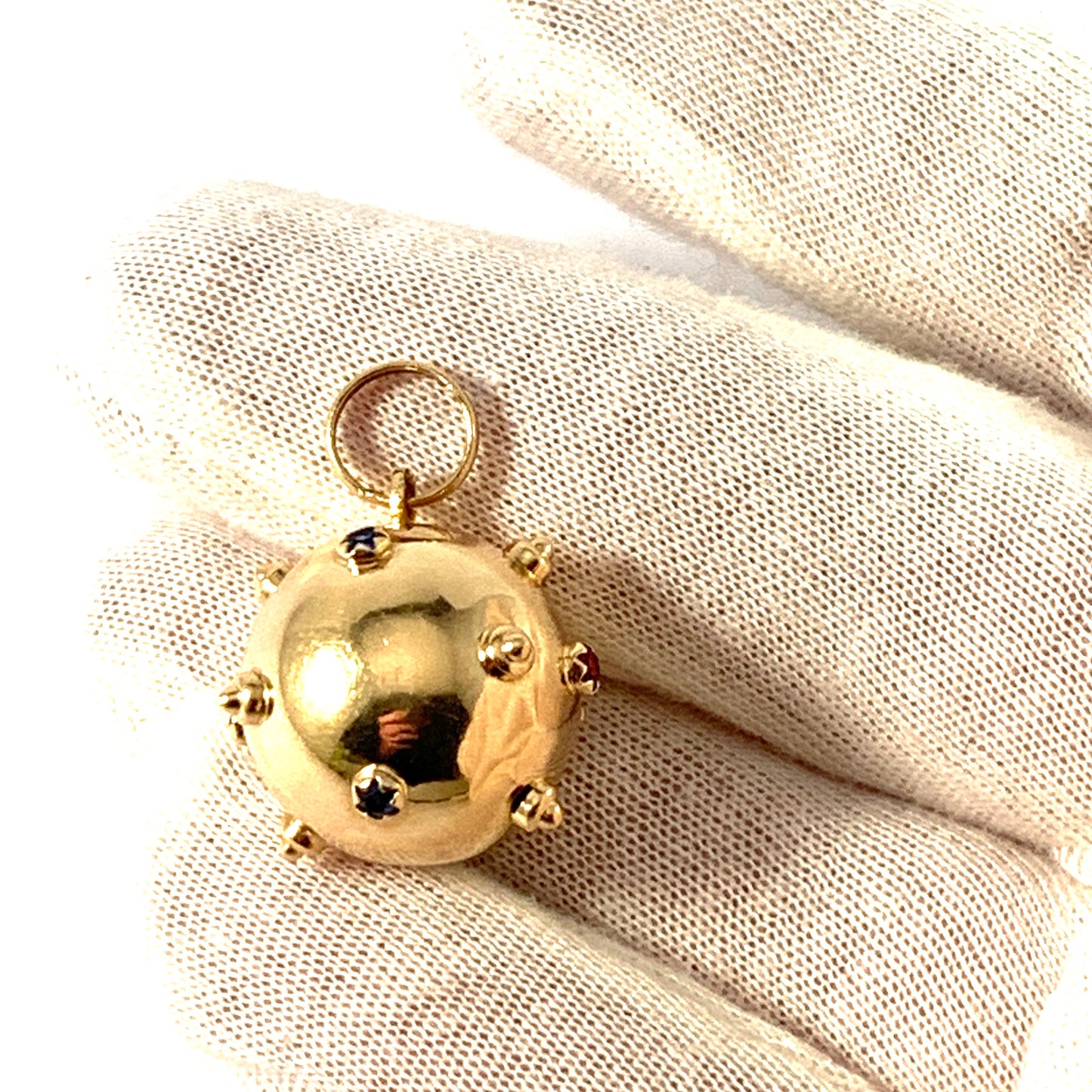 Sweden 1950-60s. Vintage Space Age 18k Gold Paste Large Sputnik Charm or Pendant. 6.13 gram
