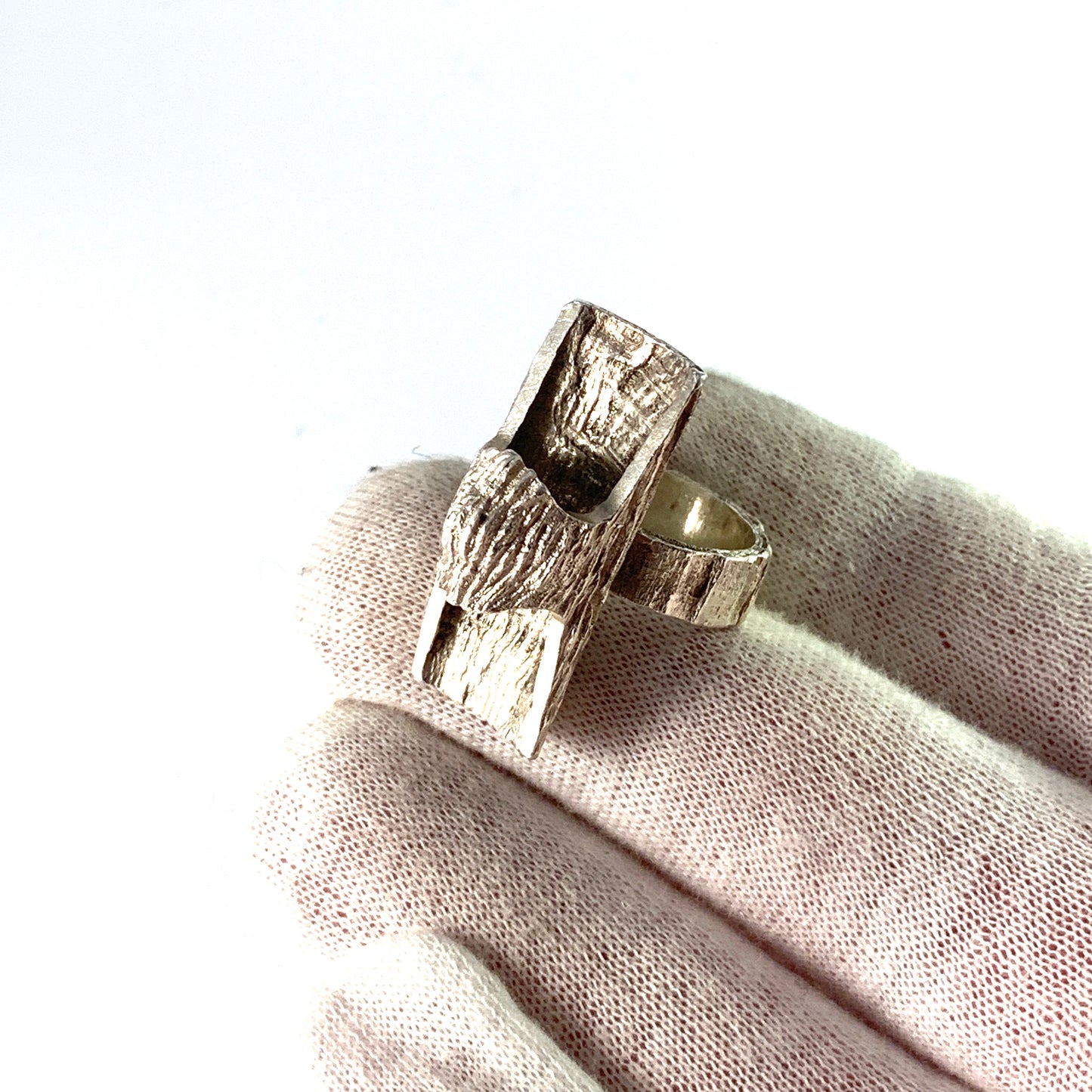 Knud V Andersen for Anton Michelsen Denmark 1970s Sterling Silver Bold Modernist Ring.