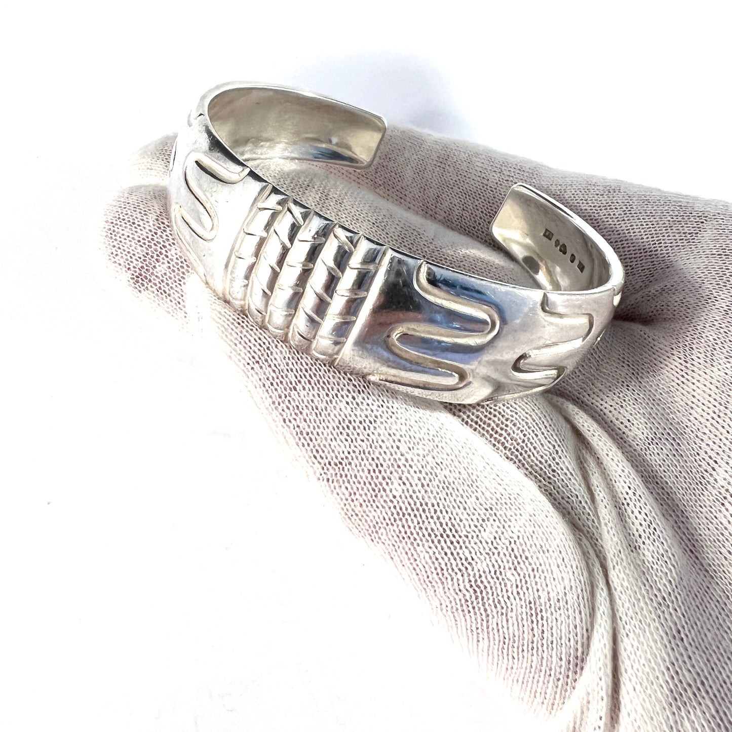Lars Holmström, Sweden 1948. Chunky Sterling Silver Cuff Bracelet.