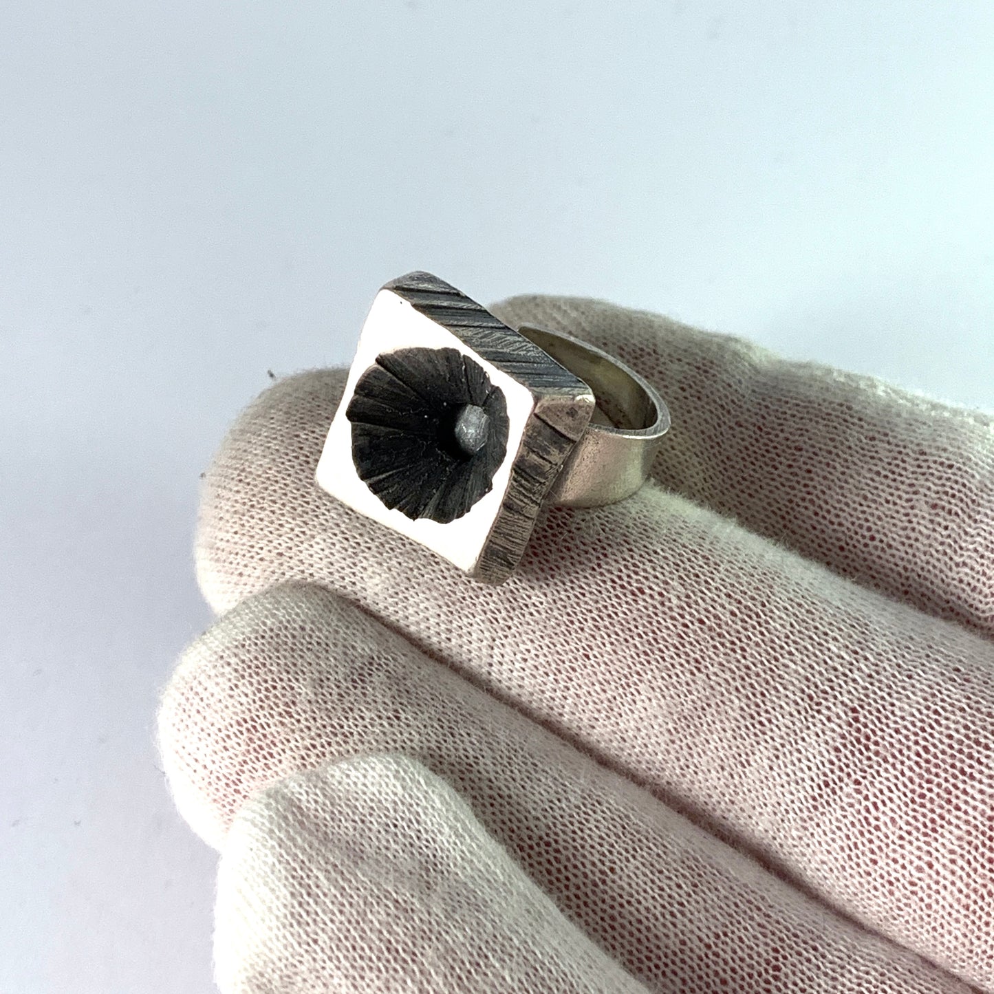 Karl Laine for Stern & Laine, Finland year 1972 Sterling Silver Modernist Ring.