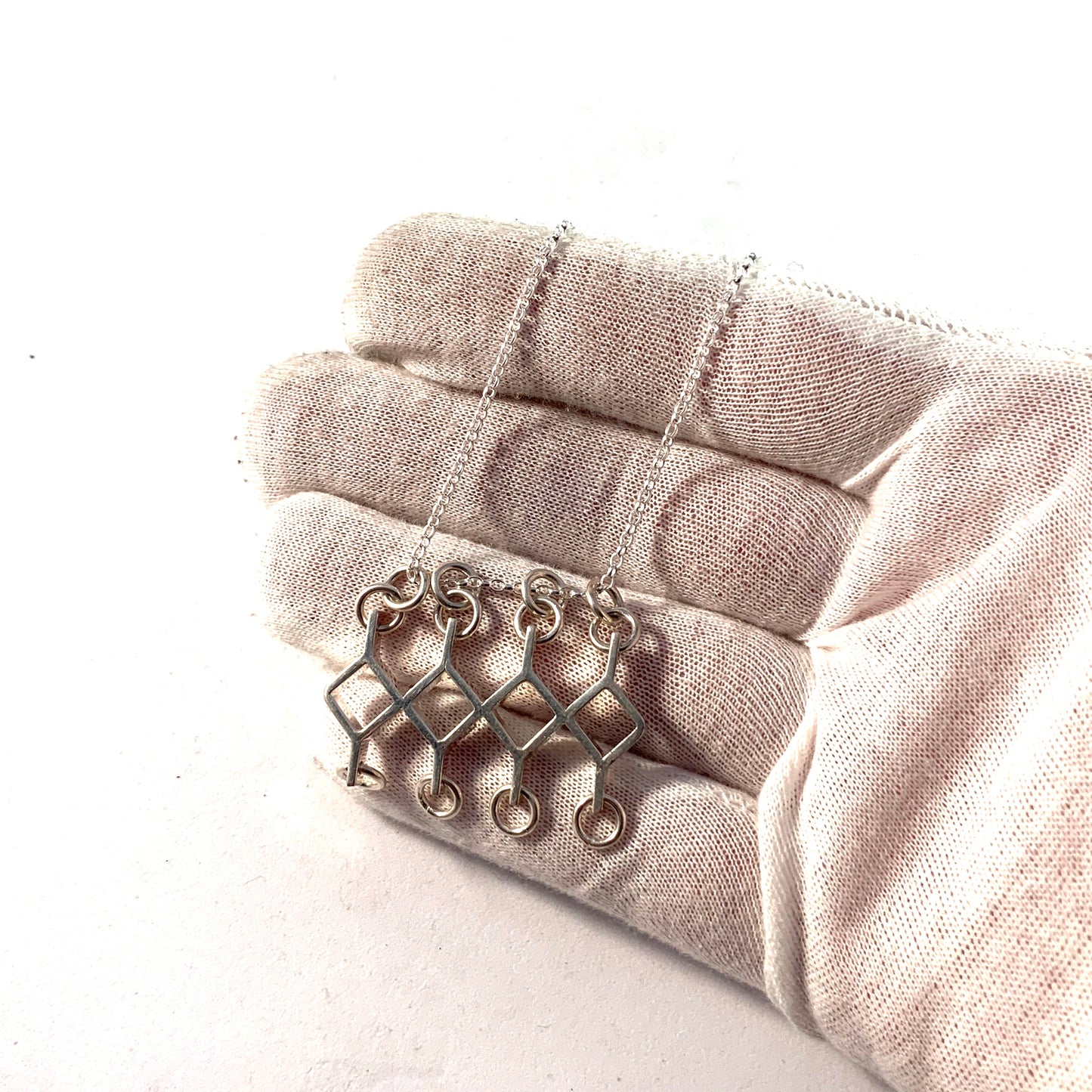 Jorma Laine for Kultateollisus, Finland 1966 Modernist Silver Pendant With A New Sterling Chain.