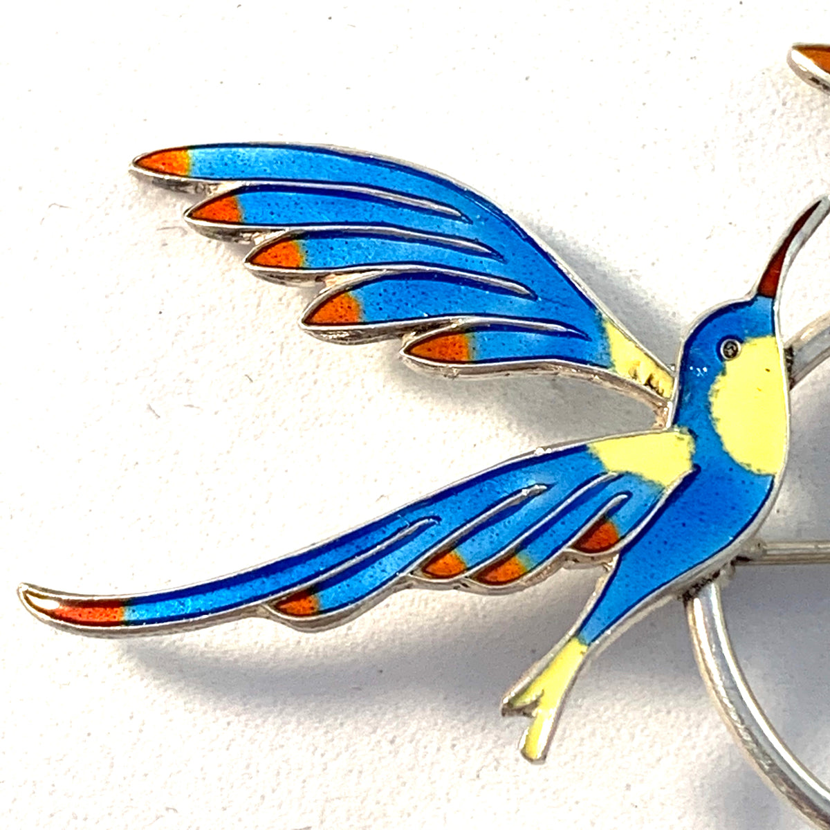 A. Dragsted, Copenhagen Vintage Sterling Silver Enamel Bird Brooch.