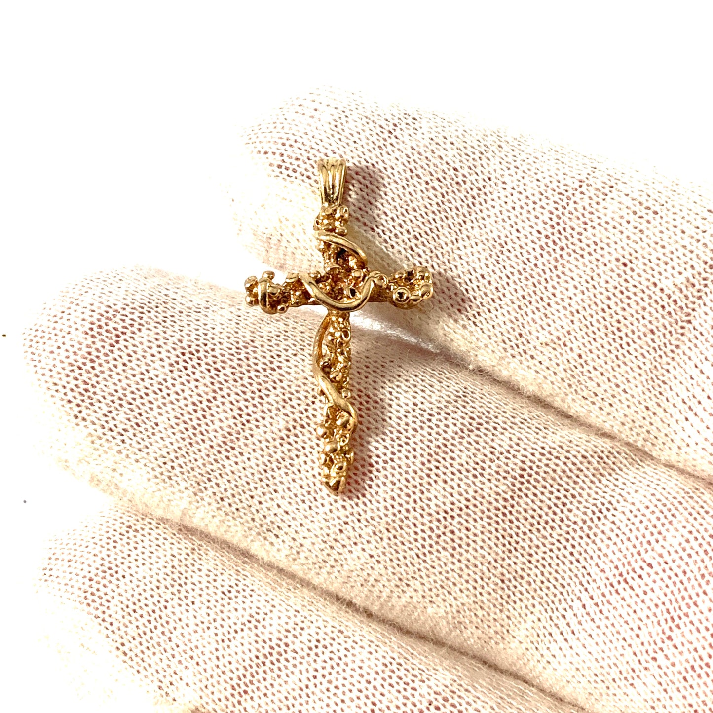 Vintage Mid Century 10k Gold Serpent Cross Pendant.