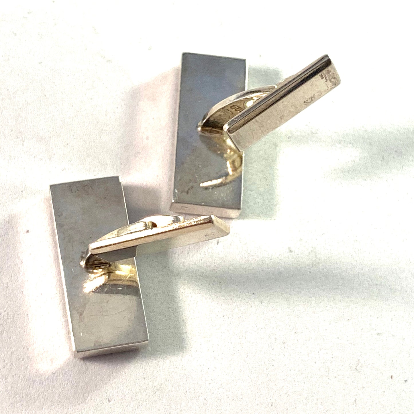 Germany Mid Century 830 Large Silver Hardstone Cufflinks