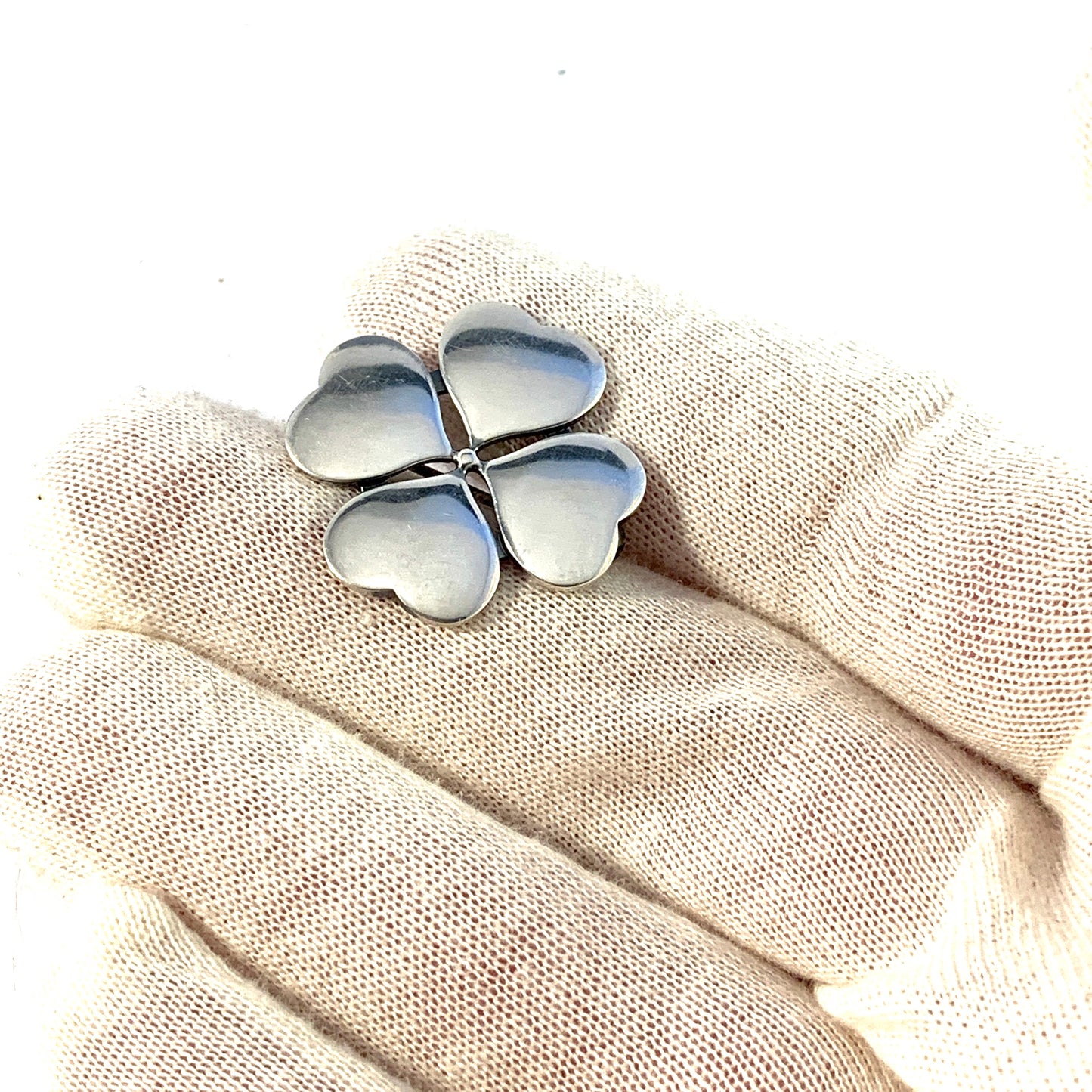 Hans Hansen, Denmark c 1950s. Vintage Sterling Silver Clover Brooch.