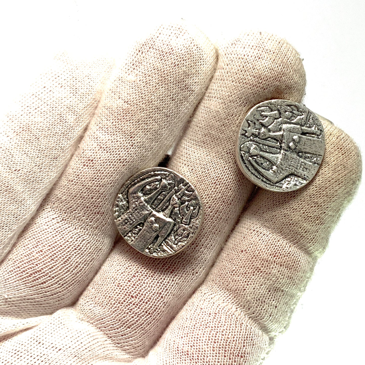 Kultateollisuus Oy, Finland 1971 Solid 830 Silver Large Pair of Cufflinks.