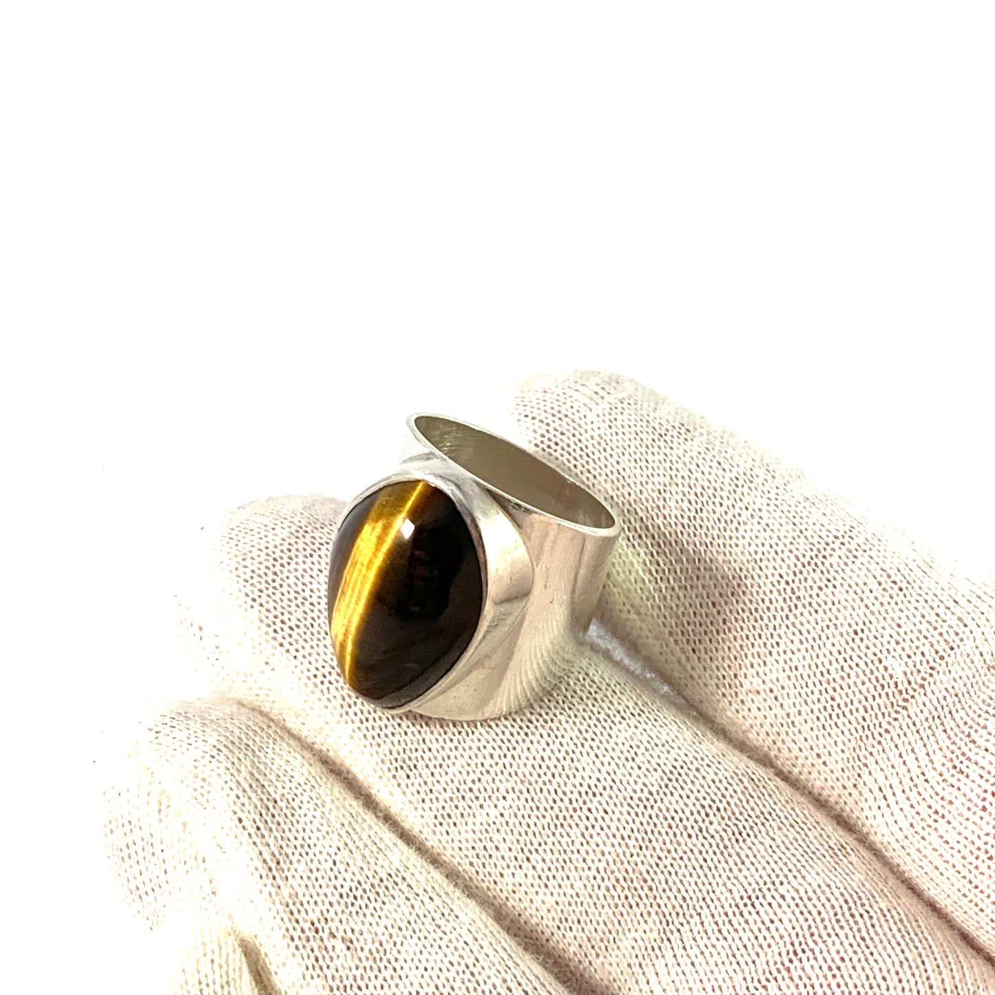 Kaplan, Stockholm 1964. Vintage Sterling Silver Tiger Eye Ring.