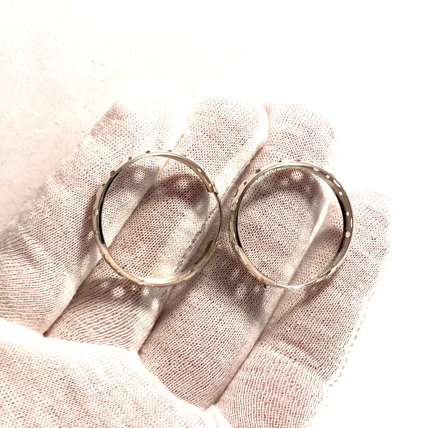 Finland, Vintage Large Silver Earrings.