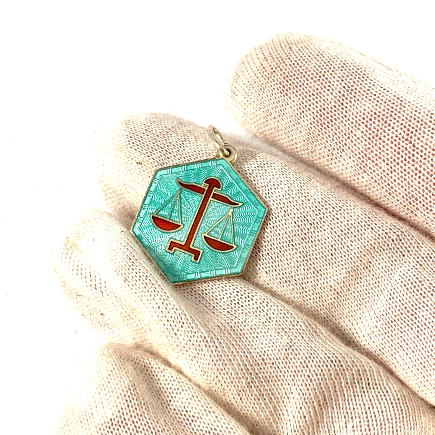 David Andersen, Norway. Vintage Sterling Silver Enamel Zodiac Libra Charm Pendant