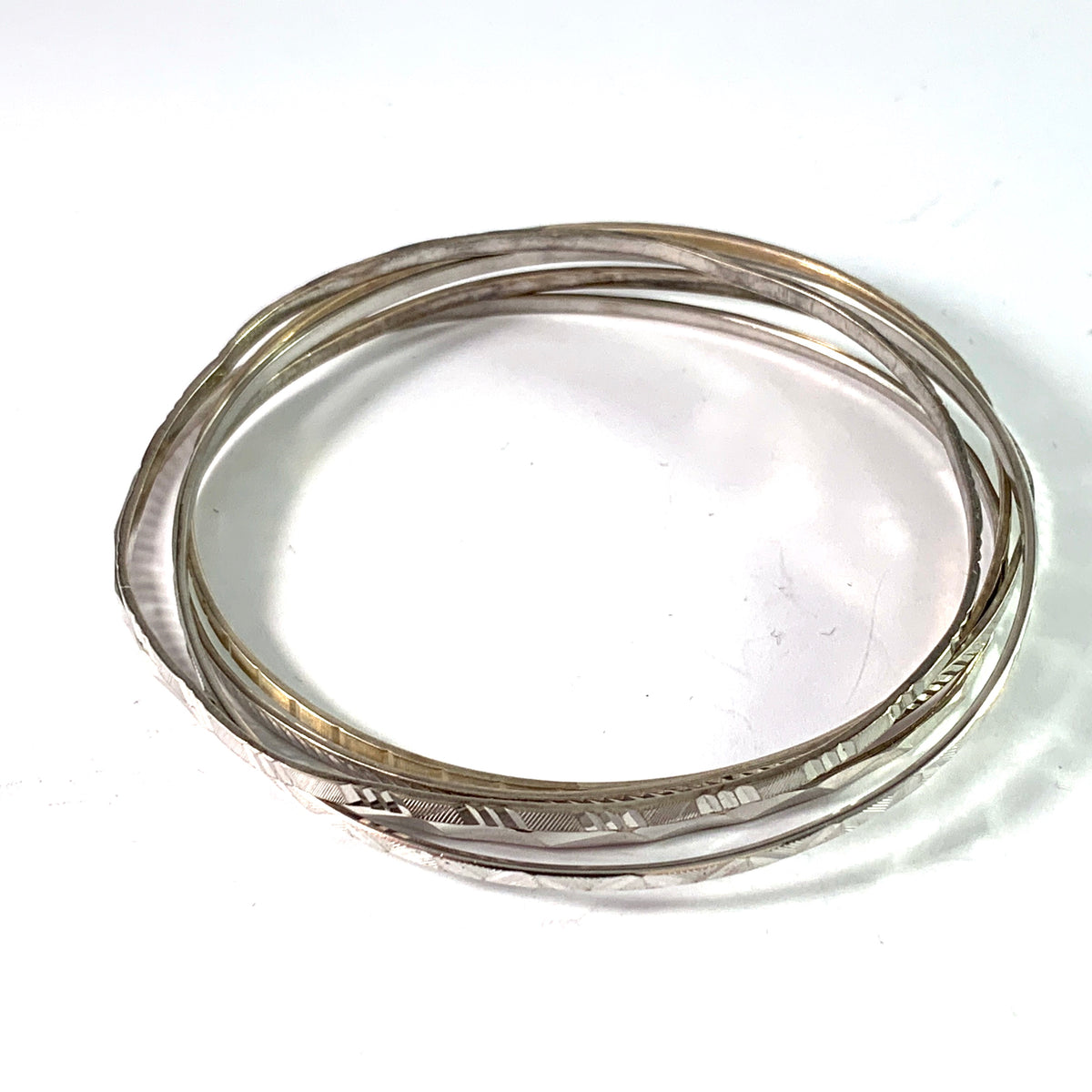 Germany c 1970s Solid Silver Stack of Bangles