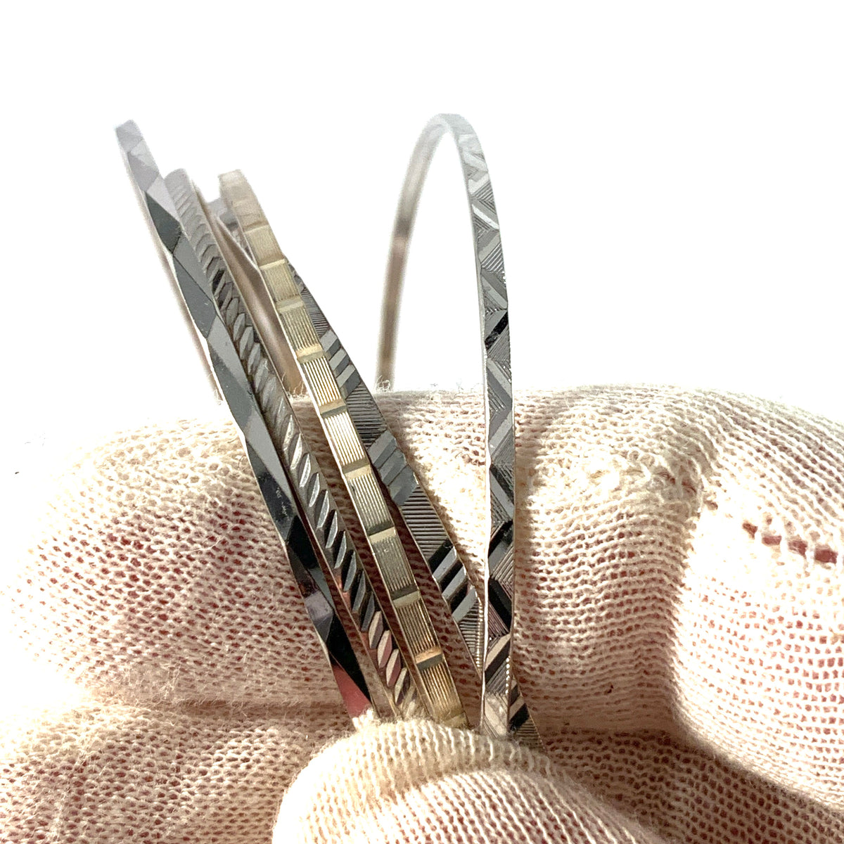 Germany c 1970s Solid Silver Stack of Bangles