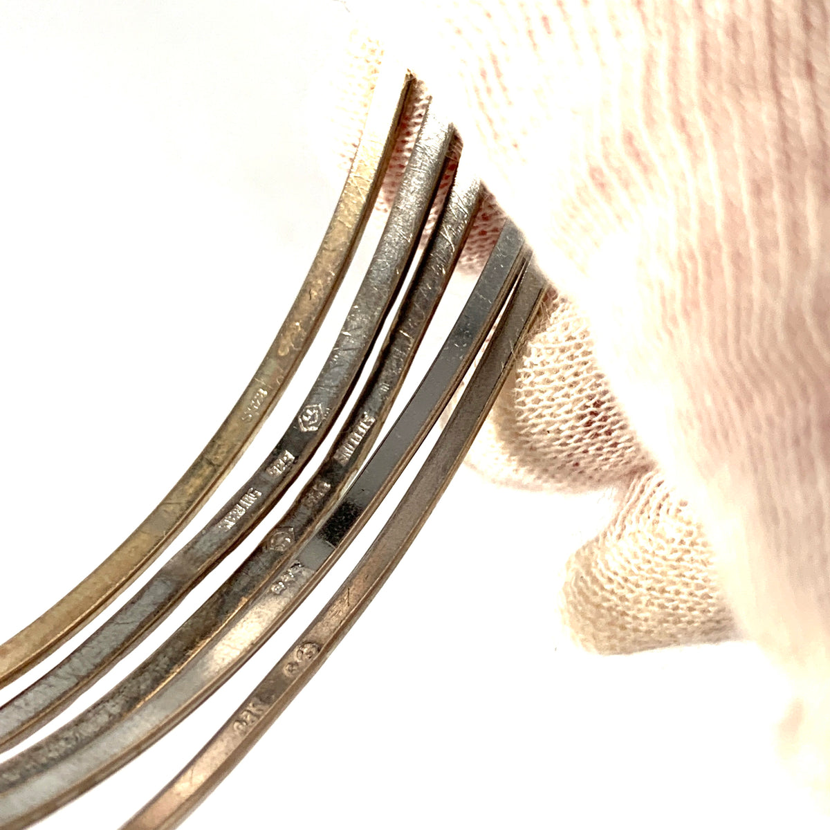 Germany c 1970s Solid Silver Stack of Bangles