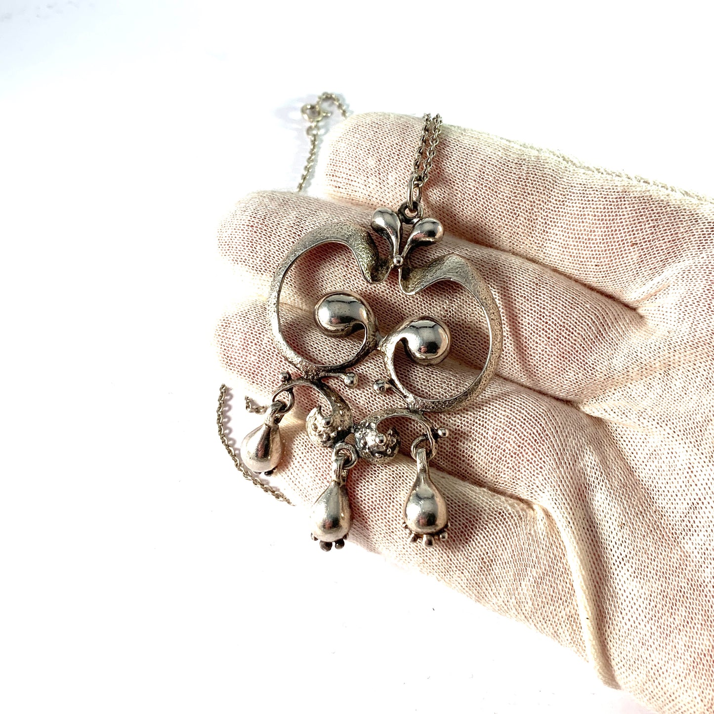 Örneus, Stockholm 1972 Large Solid 830 Silver Pendant. Made by Alpo Tammi, Finland
