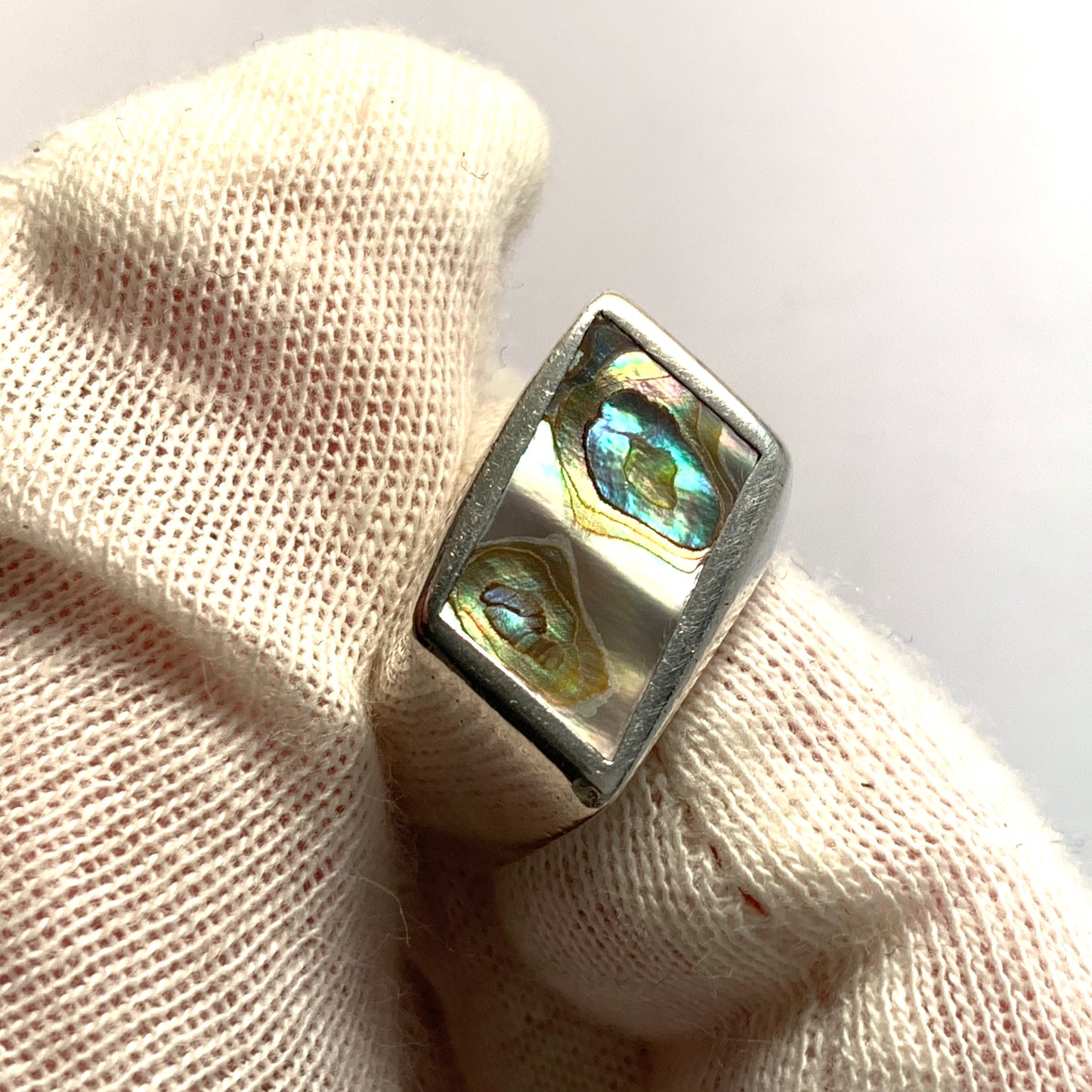 Arne Johansen, Denmark 1950-60s Sterling Silver Abalone Ring.