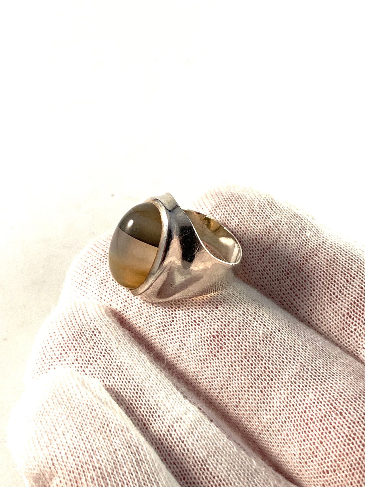 Atterén, Mid Century Modern Sterling Silver Agate ring.