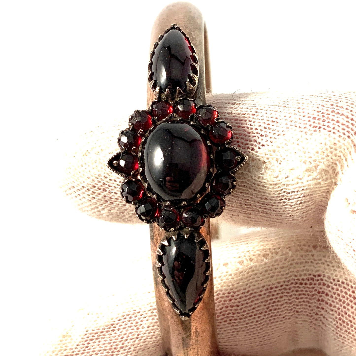 Germany Vintage Mid Century Sterling Silver Bohemian Garnet Bracelet.