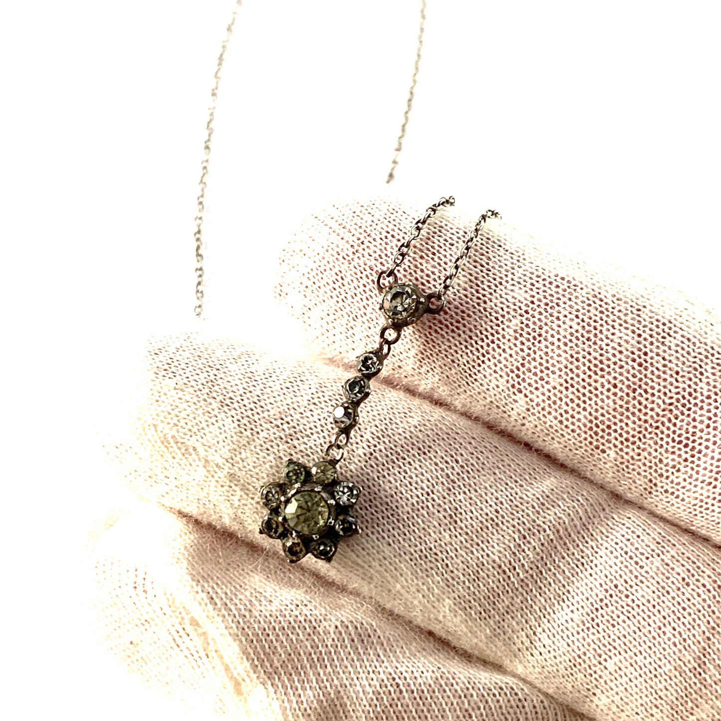 Germany c 1920s. Solid 830 Silver Paste Stone Pendant Necklace.