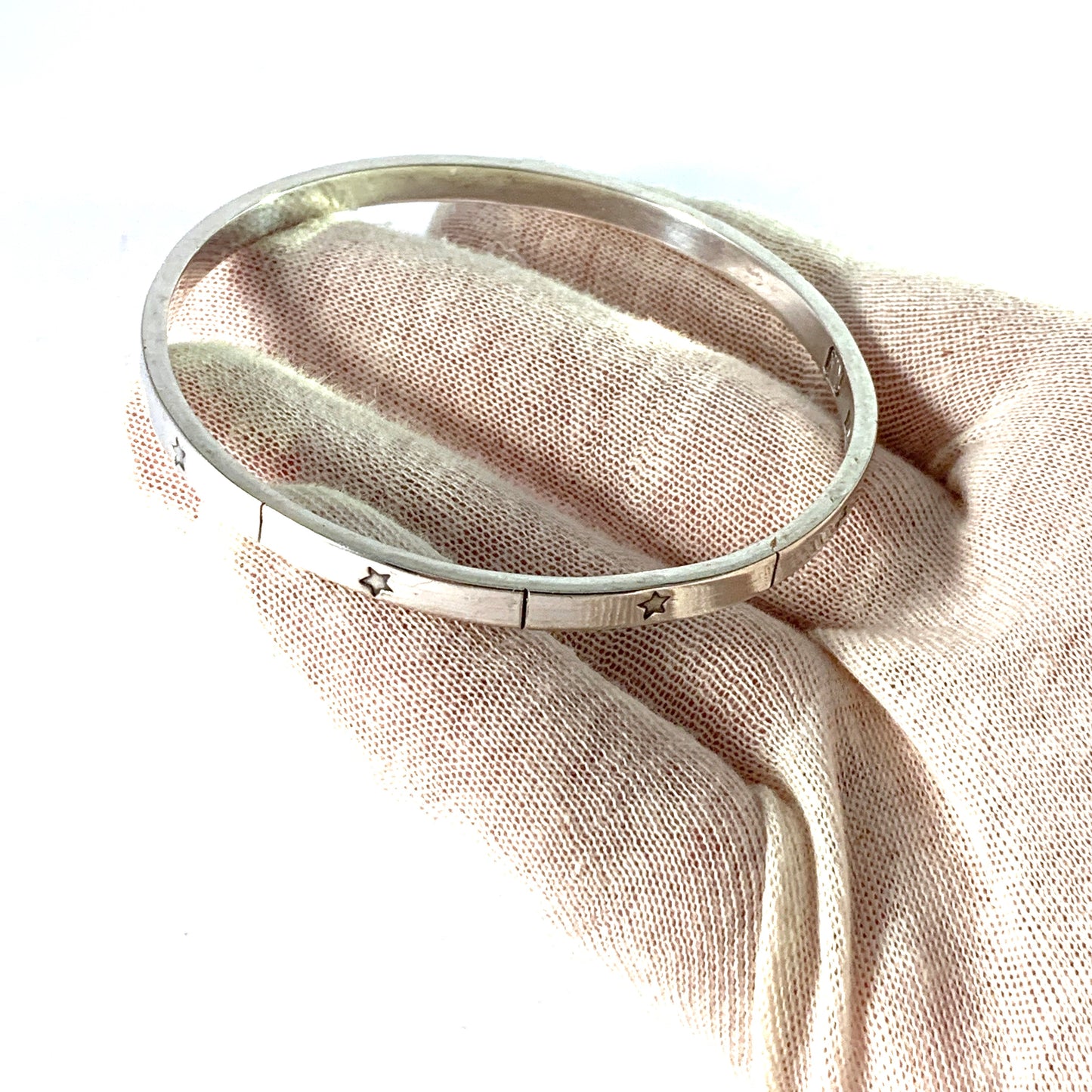 Tore Kullander, Sweden 1953. Mid Century Sterling Silver Stars Bangle Bracelet