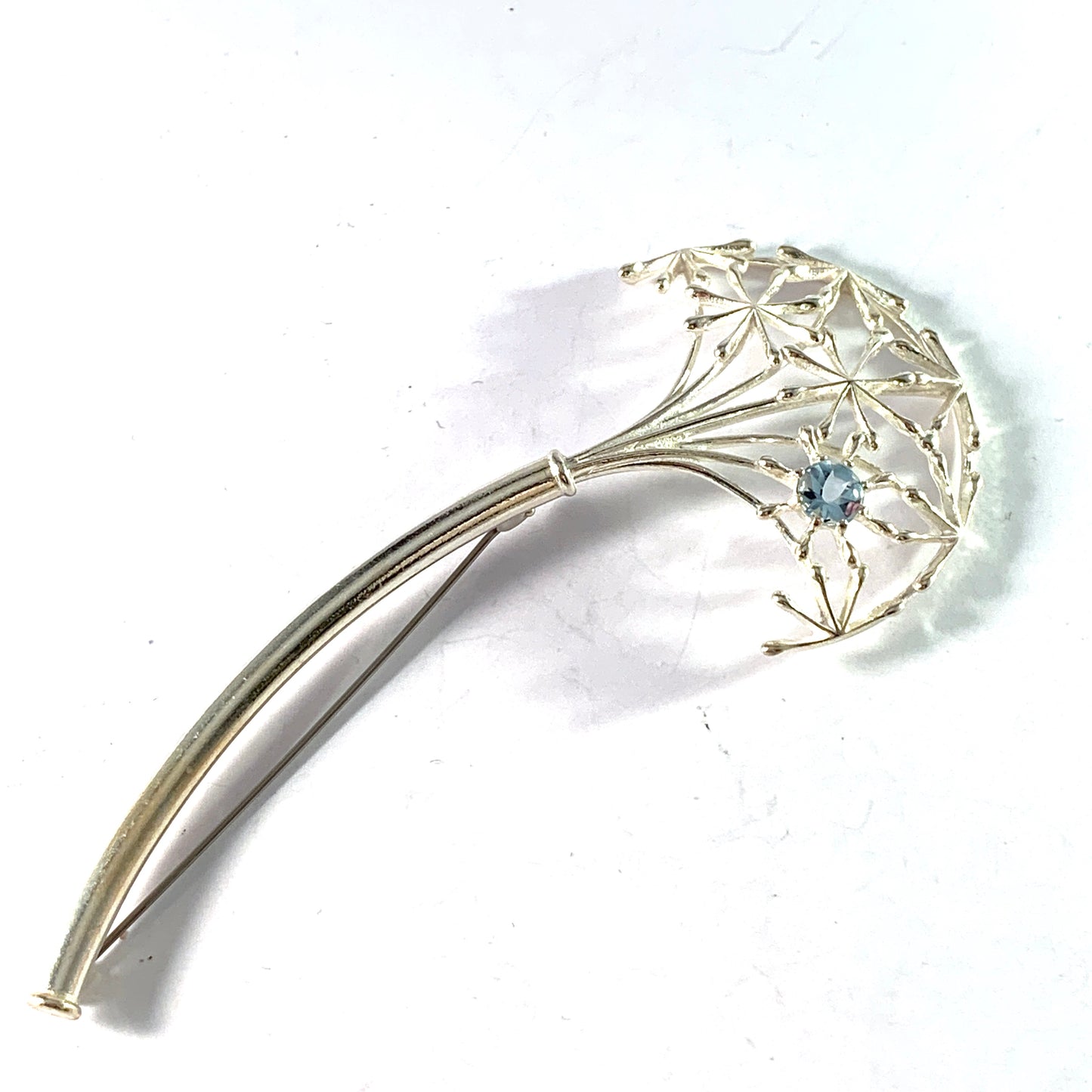 Kalevala Koru, Finland Vintage Very Large Sterling Silver Ice Blue Quartz Brooch