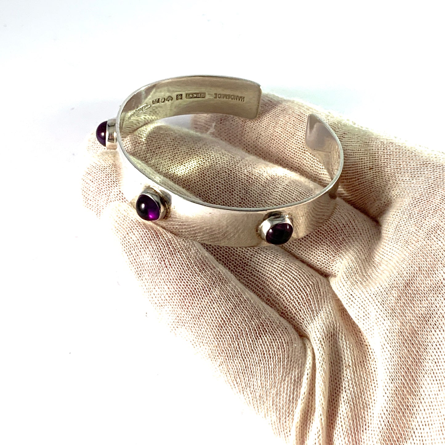 Gert Thysell for GUSSI, Sweden 1966 Sterling Silver Amethyst Bracelet. Signed