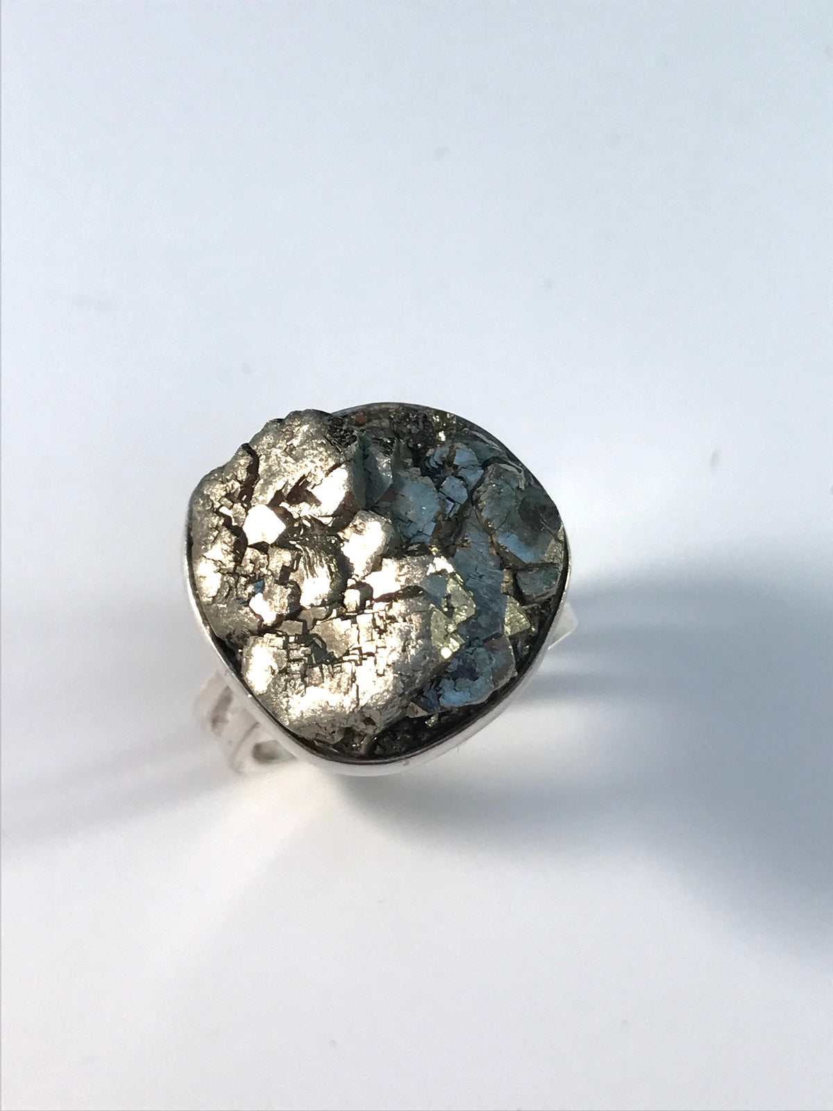 Stenlya, Stockholm year 1972 Sterling Silver Pyrite Modernist Ring.