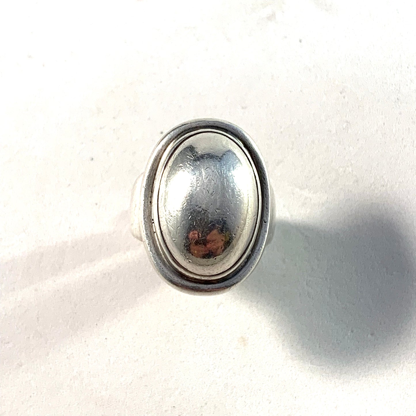 ジョージ ジェンセン、コペンハーゲン ミッドセンチュリー スターリング シルバー リング。デザイン 46A、ハラルド ニールセン 1930 年代