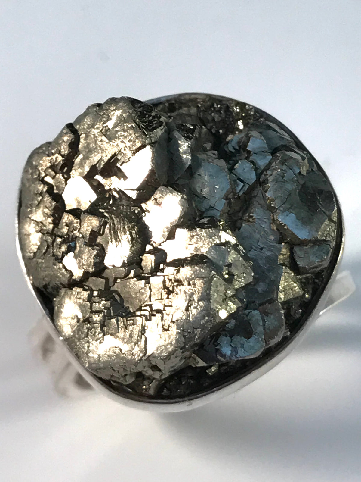 Stenlya, Stockholm year 1972 Sterling Silver Pyrite Modernist Ring.