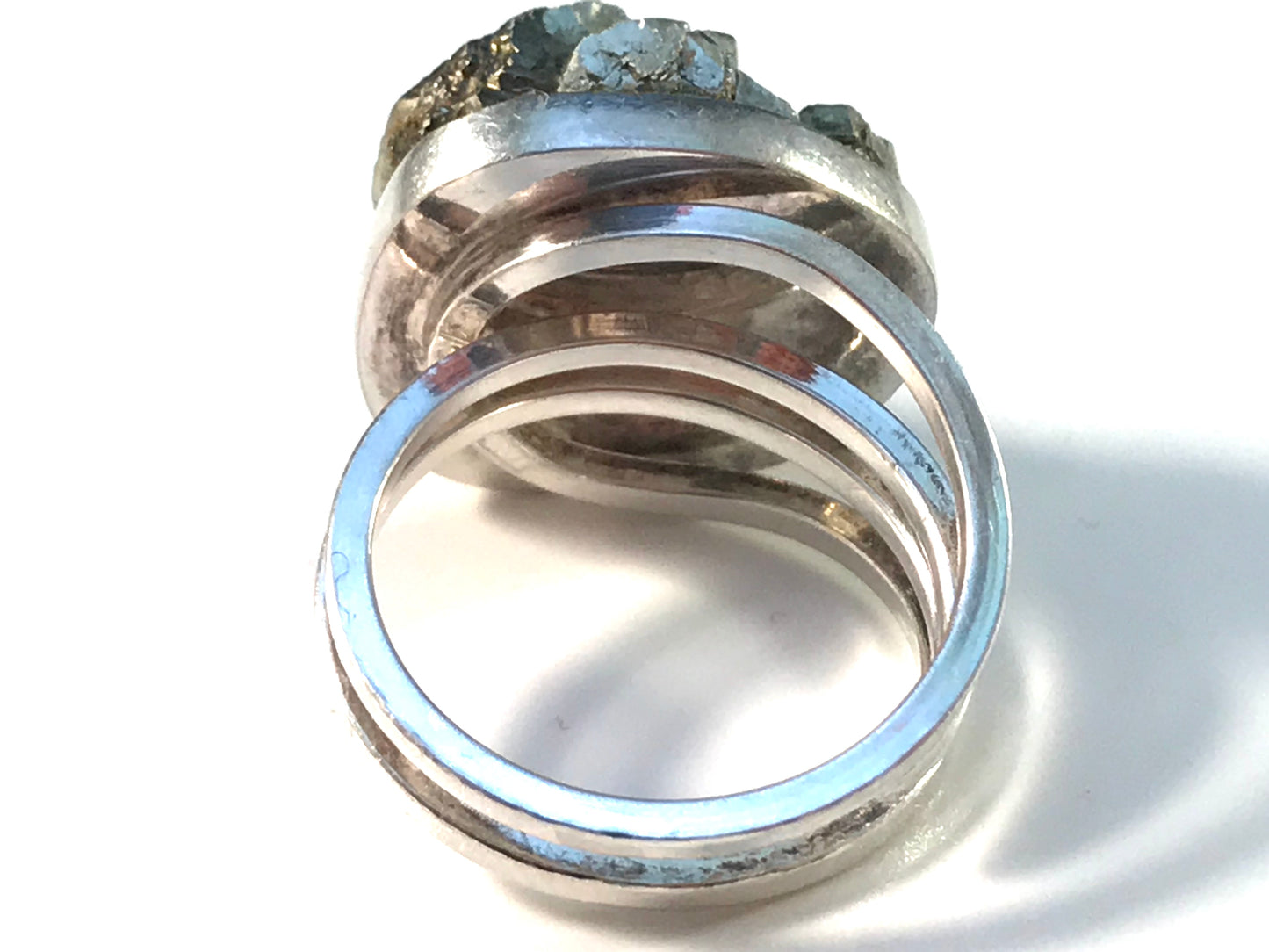 Stenlya, Stockholm year 1972 Sterling Silver Pyrite Modernist Ring.