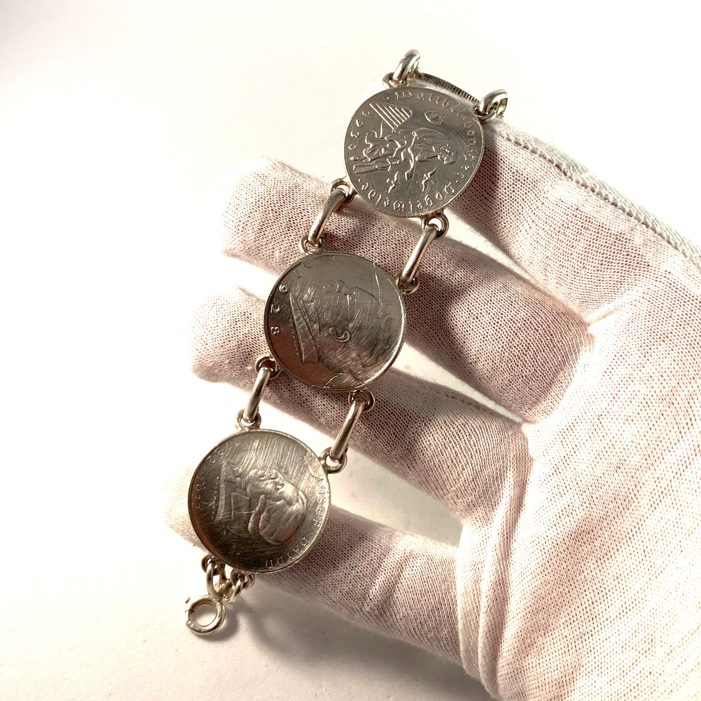 Austria 1930-40s Solid Silver Massive Coin Bracelet.