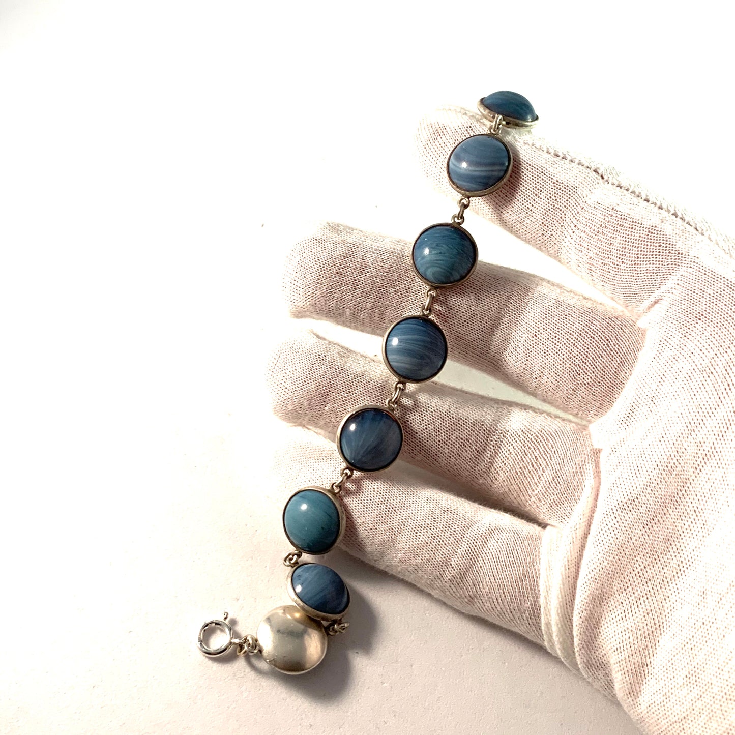 Sweden 1960s Solid Silver Bergslagen-Stone Bracelet.