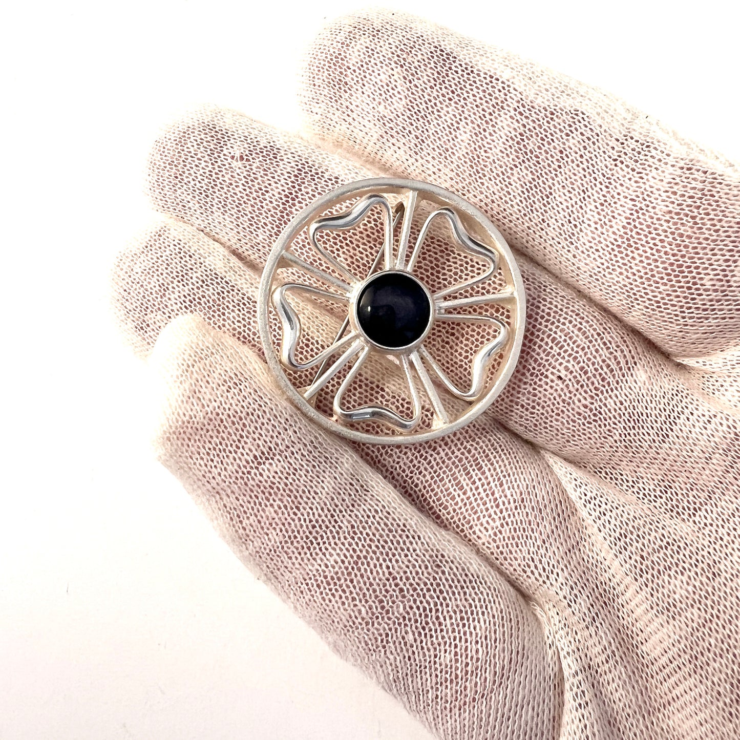 Kalevala Koru, Finland. Vintage Sterling Silver Spectrolite Brooch.