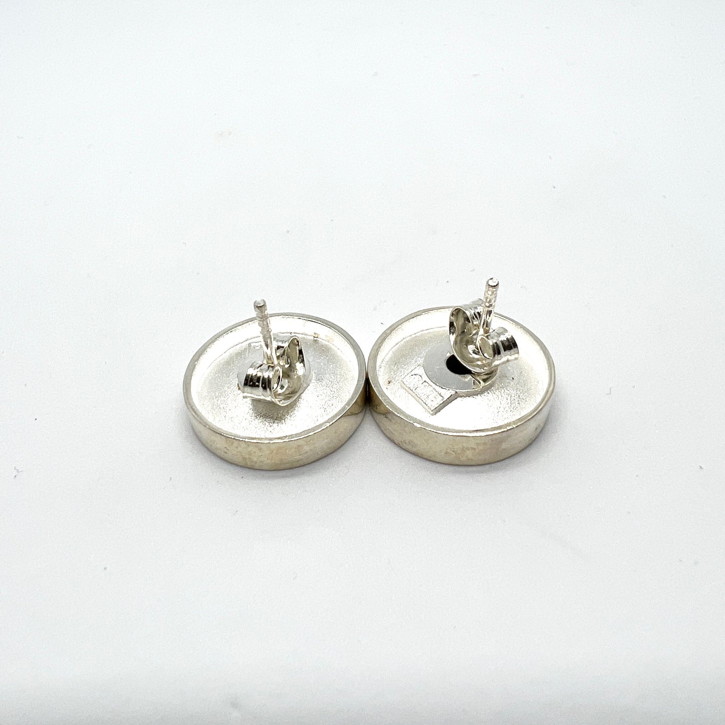 Kalevala Koru, Finland. Vintage Sterling Silver Spectrolite Large Stud Earrings.