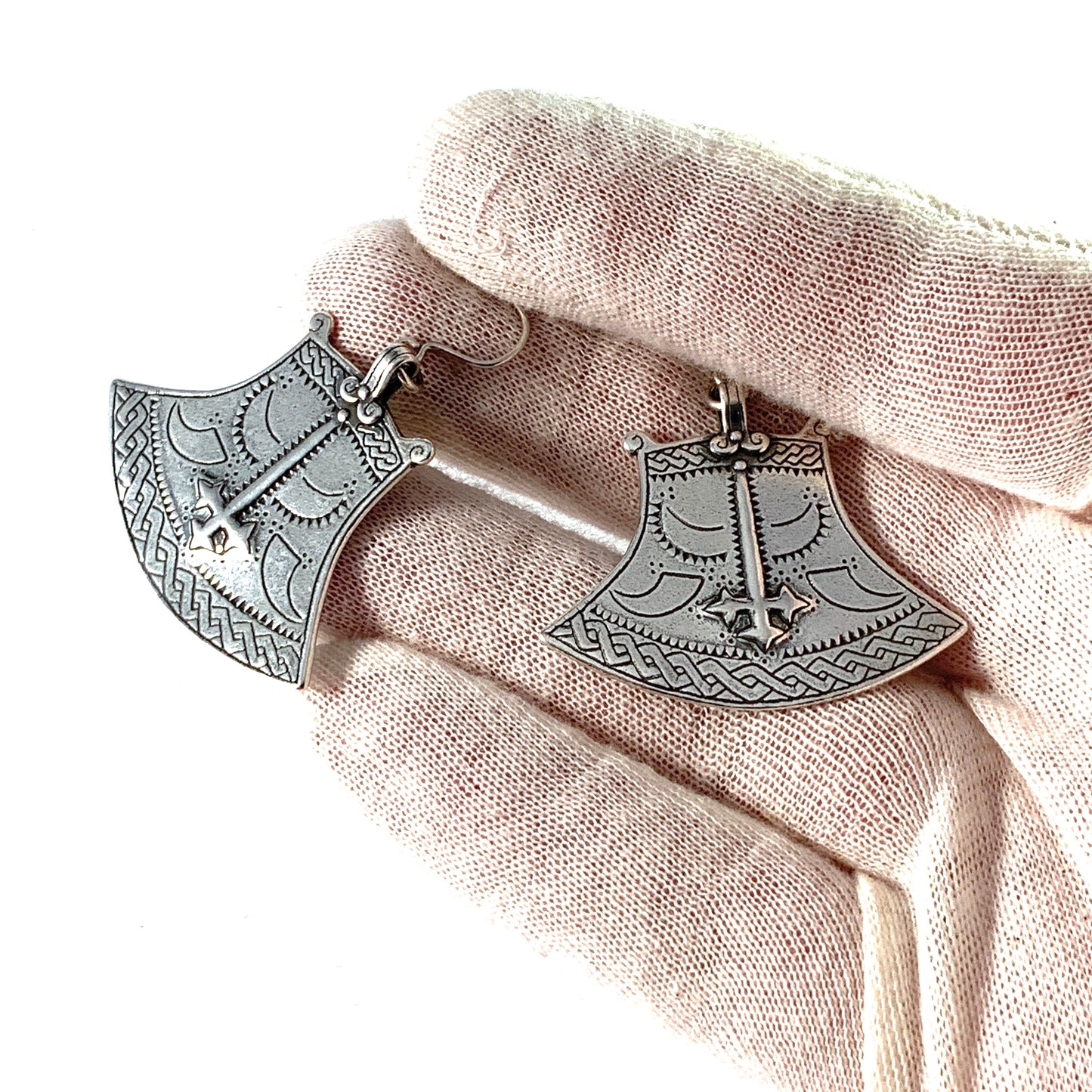 Kalevala Koru. Finland. Vintage Sterling Silver Large Pair of Earrings.