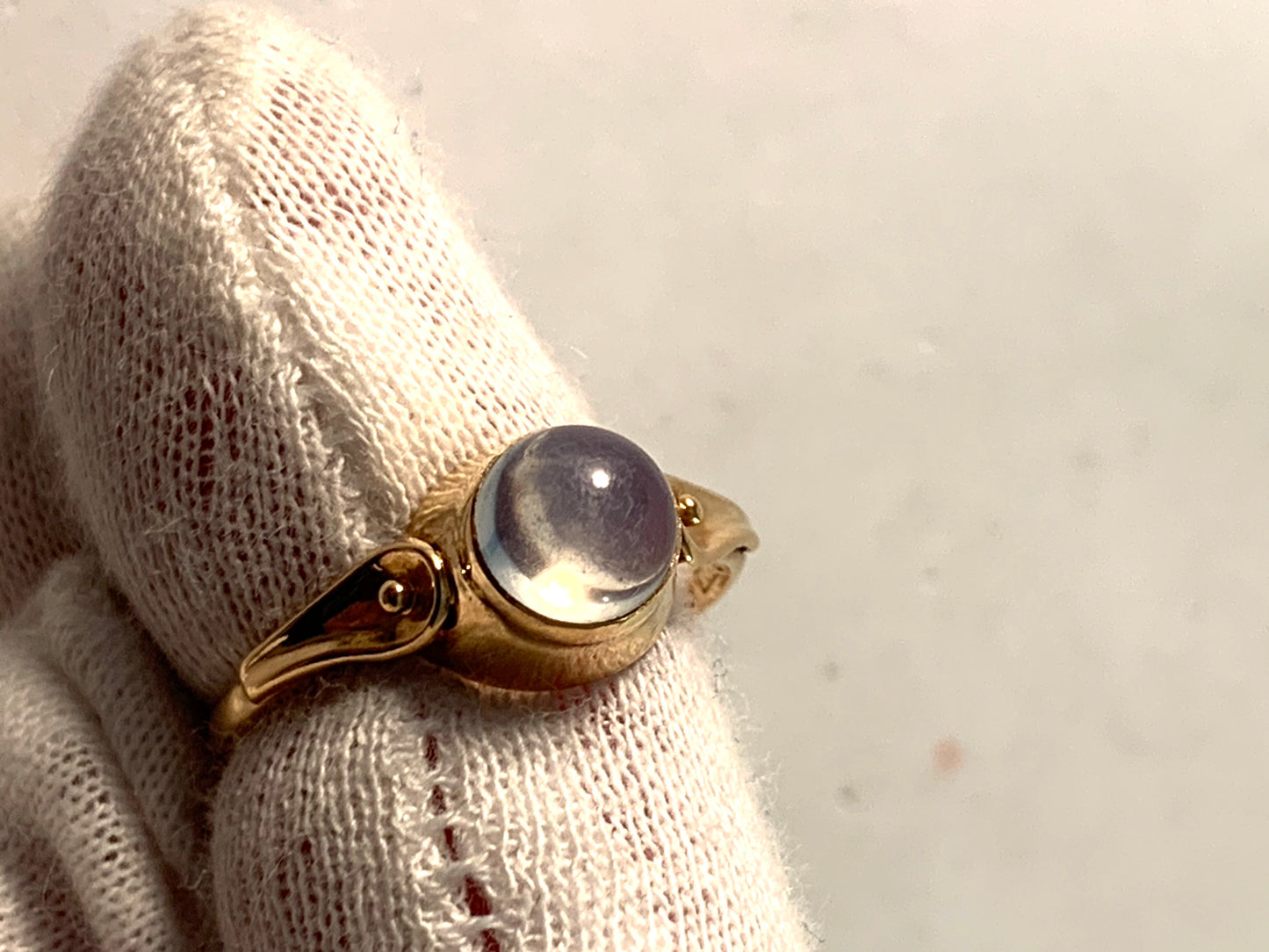 Ekström & Blohm, Sweden 1957 Mid Century 18k Gold Moonstone Ring.