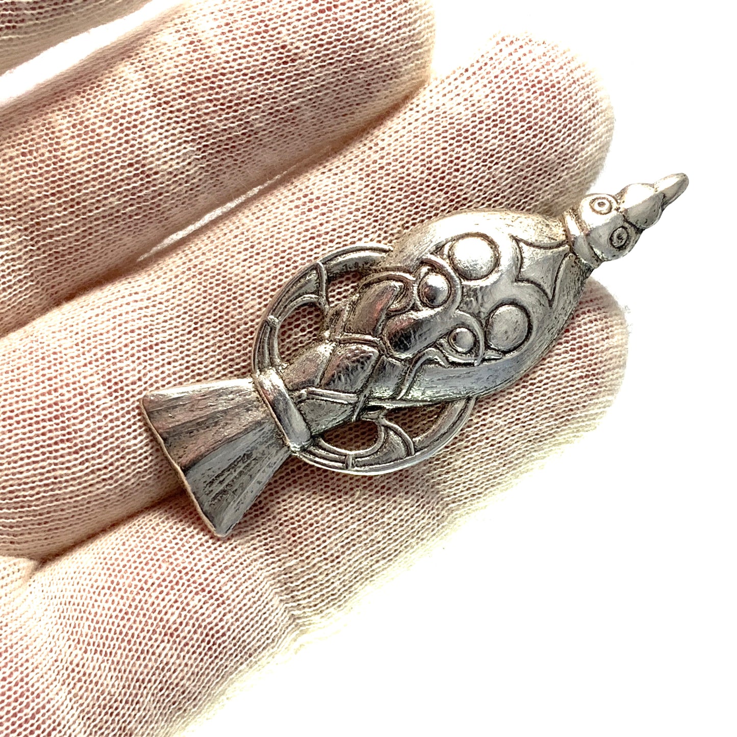 Sporrong, Sweden year 1956. Sterling Silver Viking God Odin Brooch.