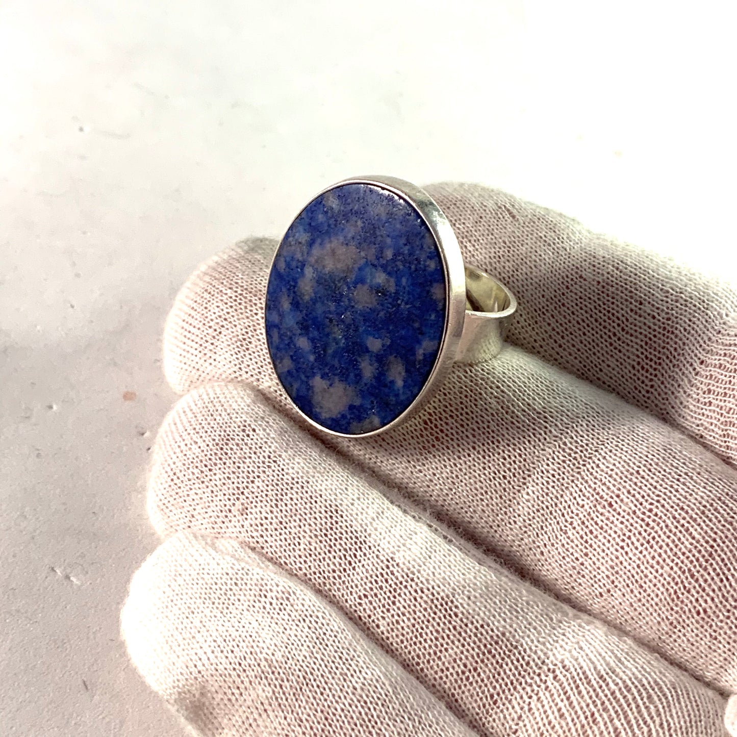 Niels Erik From, Denmark 1960s Bold Modernist Sterling Lapis Lazuli Ring.