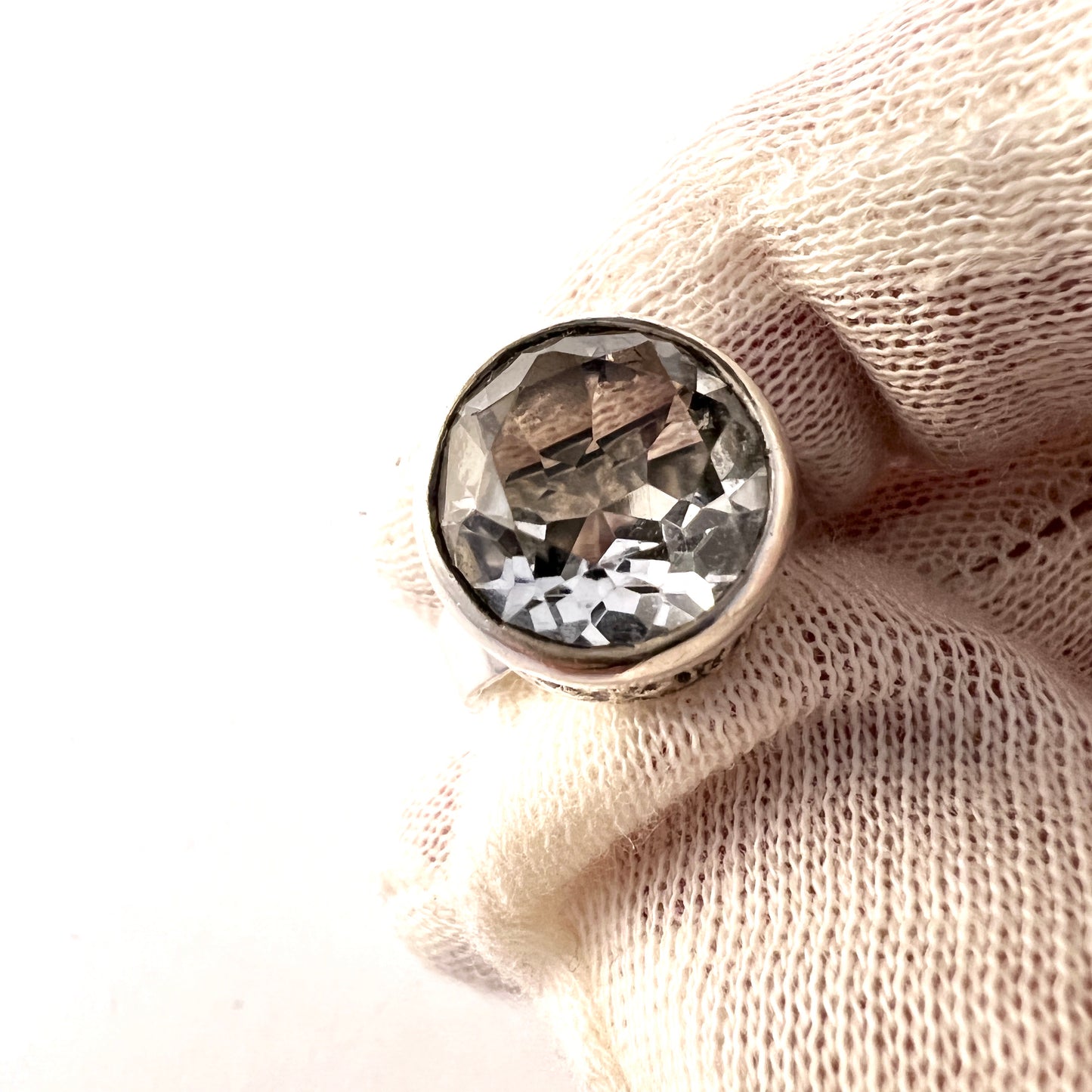 Bengt Hallberg, Sweden 1970. Vintage 830 Silver Rock Crystal Ring.
