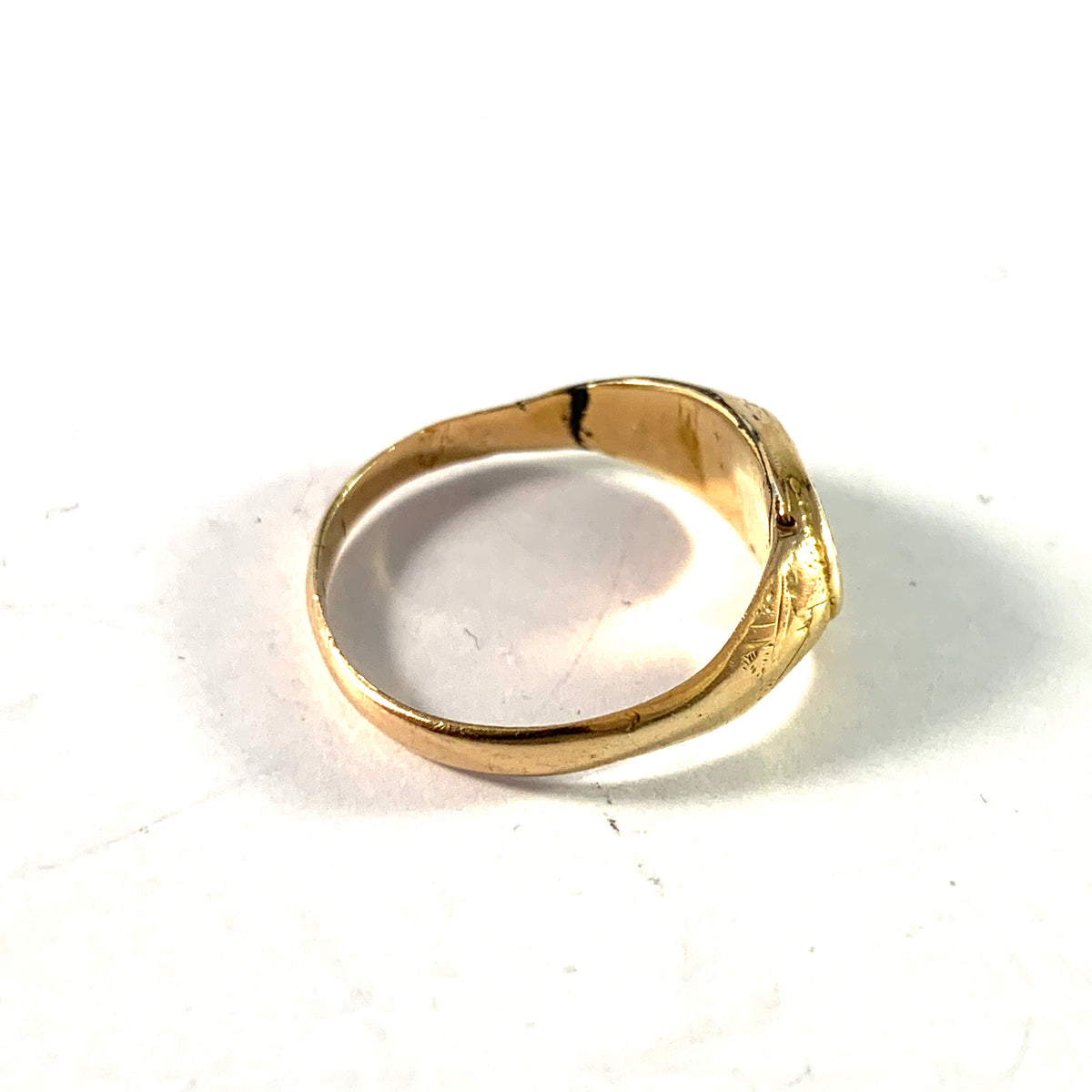 Sweden, Antique 18k Gold Enamel Memory Mourning Ring.