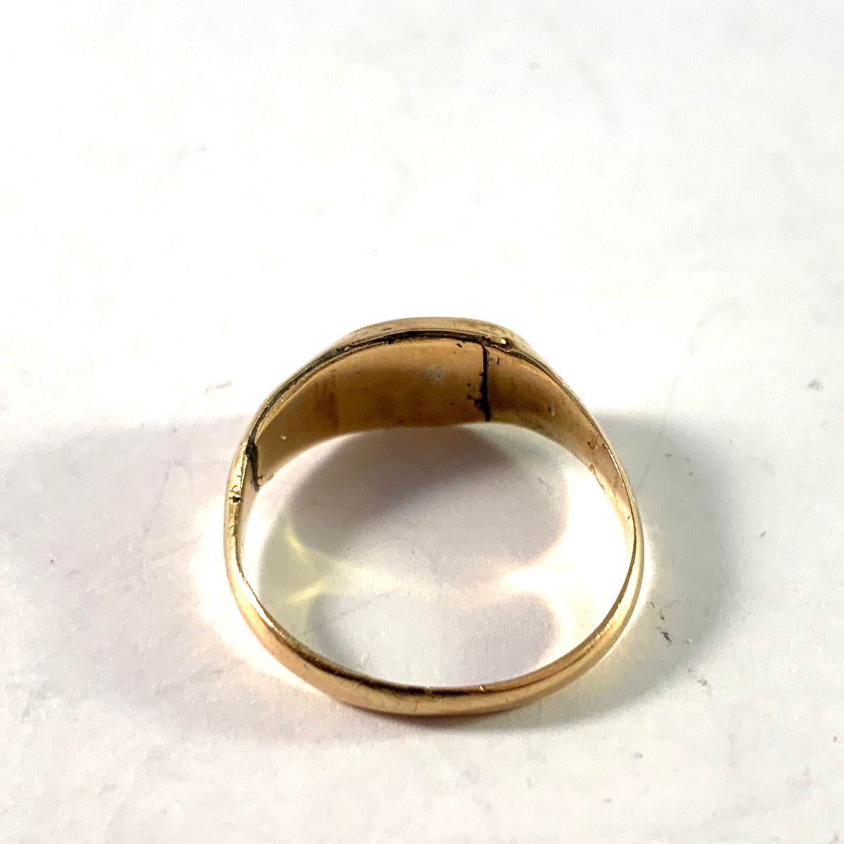 Sweden, Antique 18k Gold Enamel Memory Mourning Ring.
