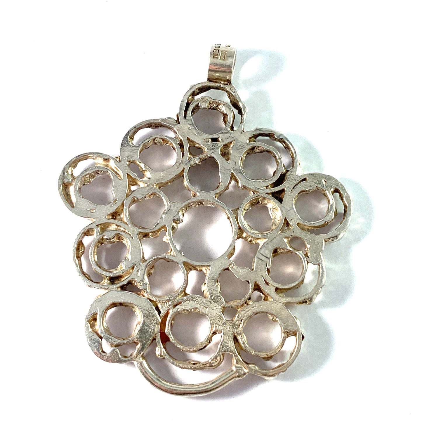 Stockholms Arbetsvårdsbyrå, Sweden 1972. Massive Sterling Silver Modernist Brutalist Pendant.
