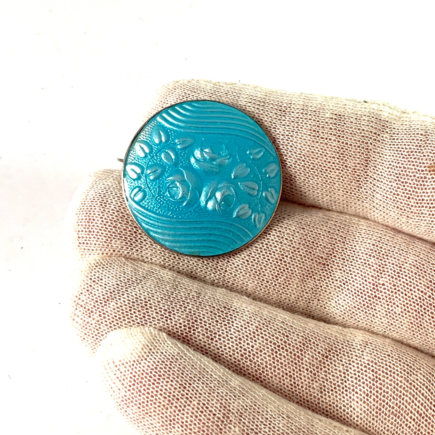 Aksel Holmsen, Norway c 1940s Sterling Silver Enamel Brooch